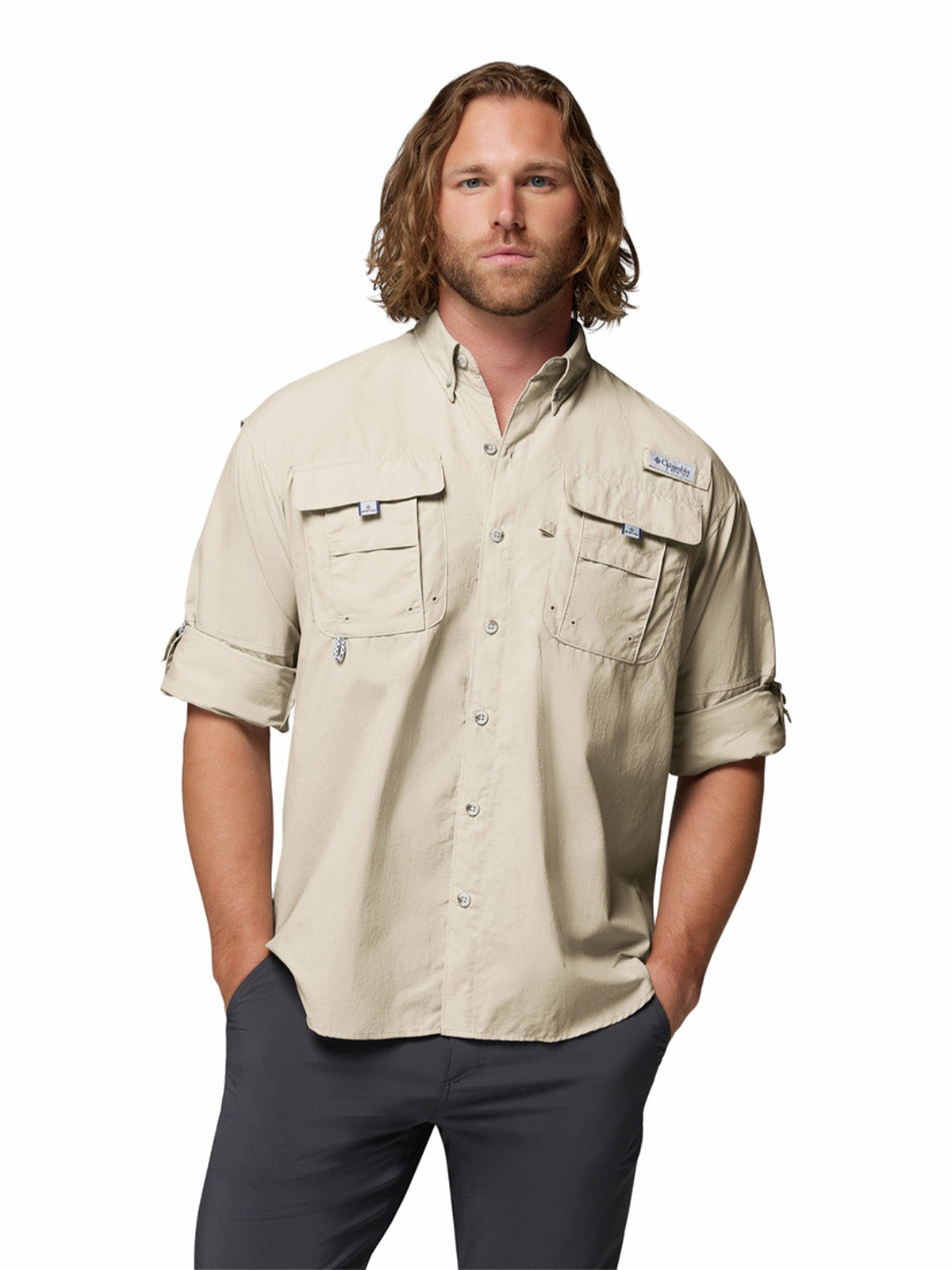 Camisa Manga Larga Hombre Bahama II Beige Columbia