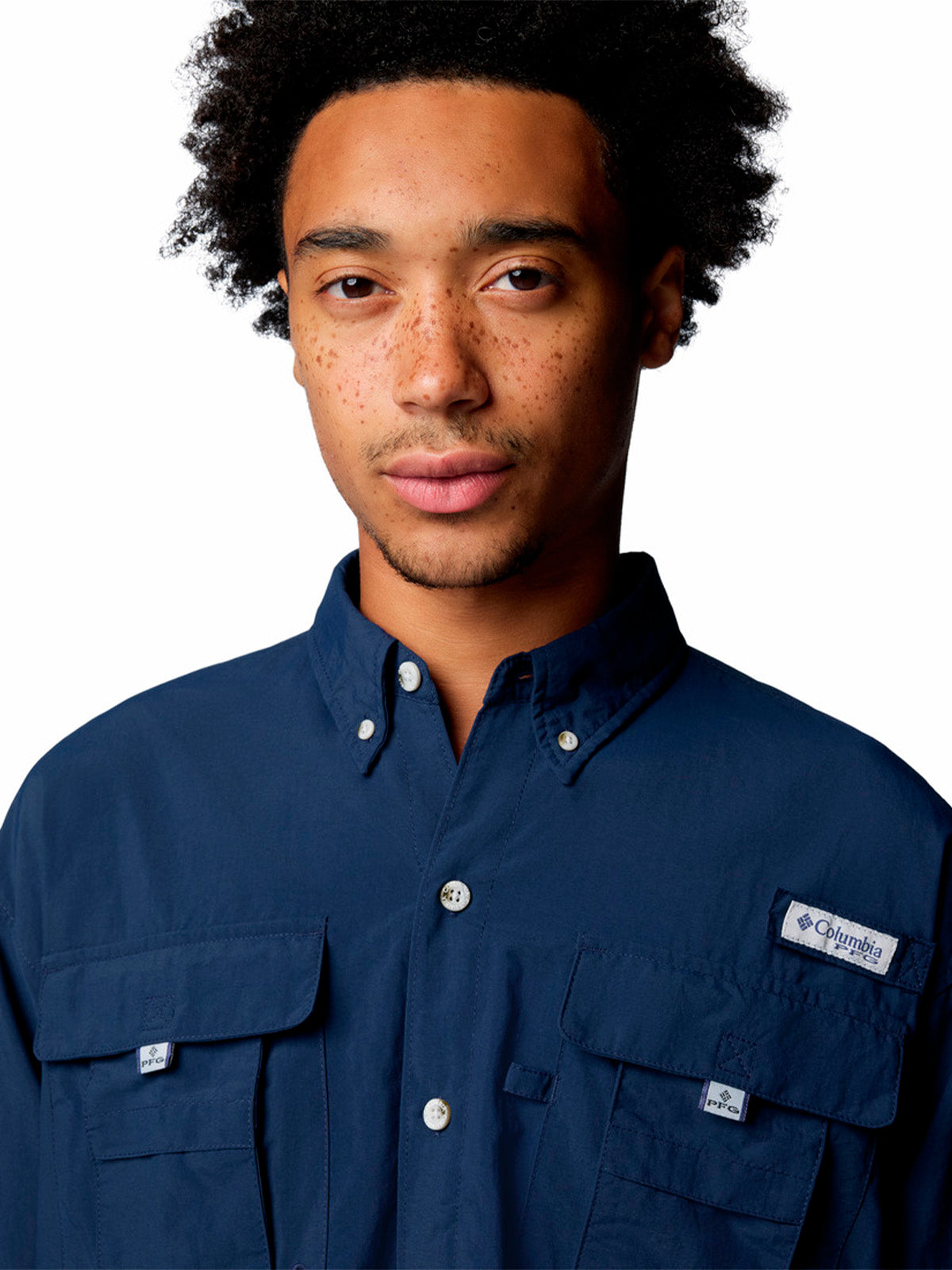 Camisa Manga Larga Hombre Bahama II Azul Columbia