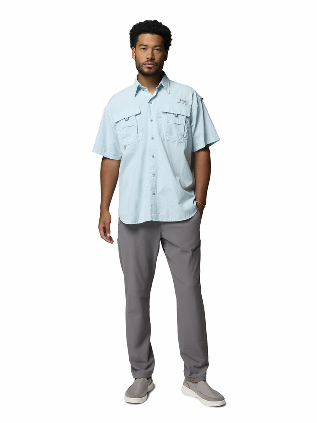 Camisa Manga Corta Hombre Bahama II Celeste Columbia
