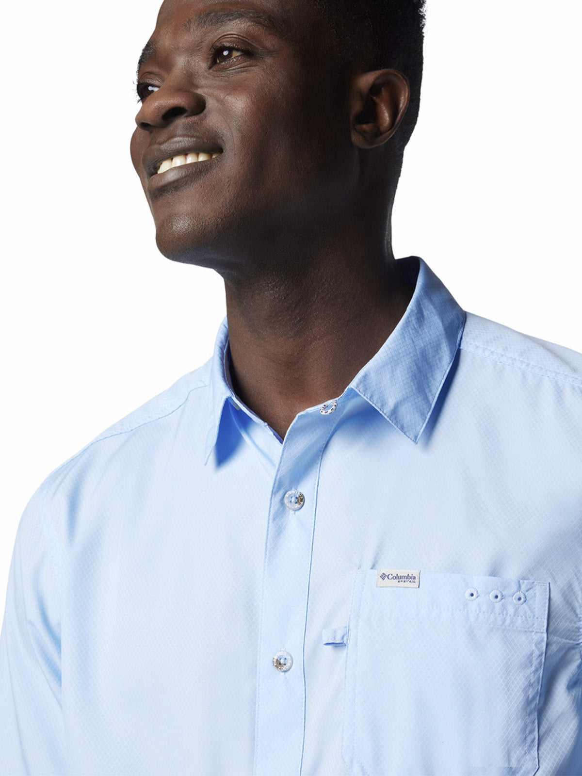 Camisa Manga Corta Hombre Slack Tide Camp Celeste Columbia