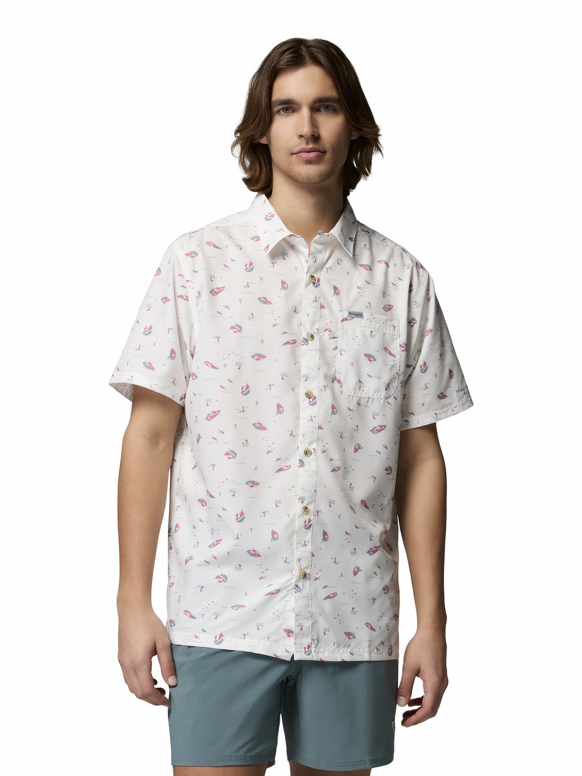Camisa Manga Corta Hombre Super Slack Tide Cam Blanco Columbia