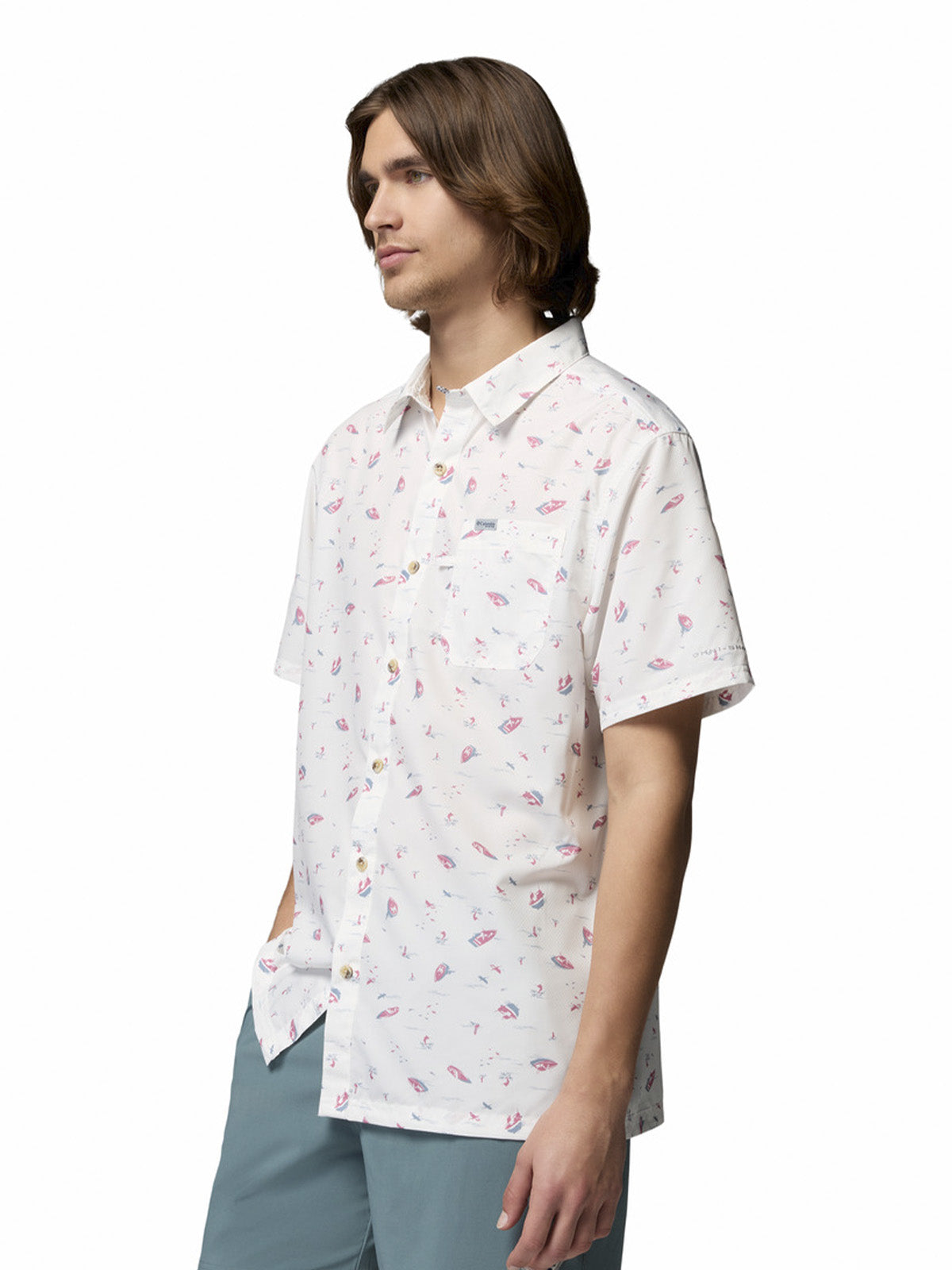 Camisa Manga Corta Hombre Super Slack Tide Cam Blanco Columbia