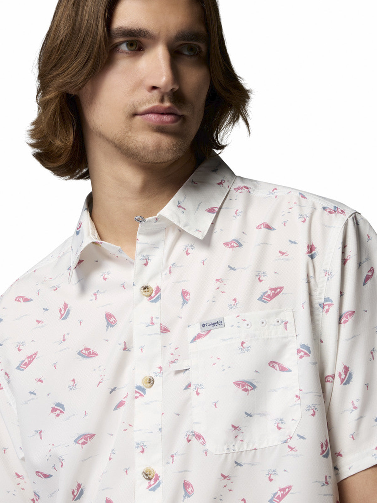 Camisa Manga Corta Hombre Super Slack Tide Cam Blanco Columbia