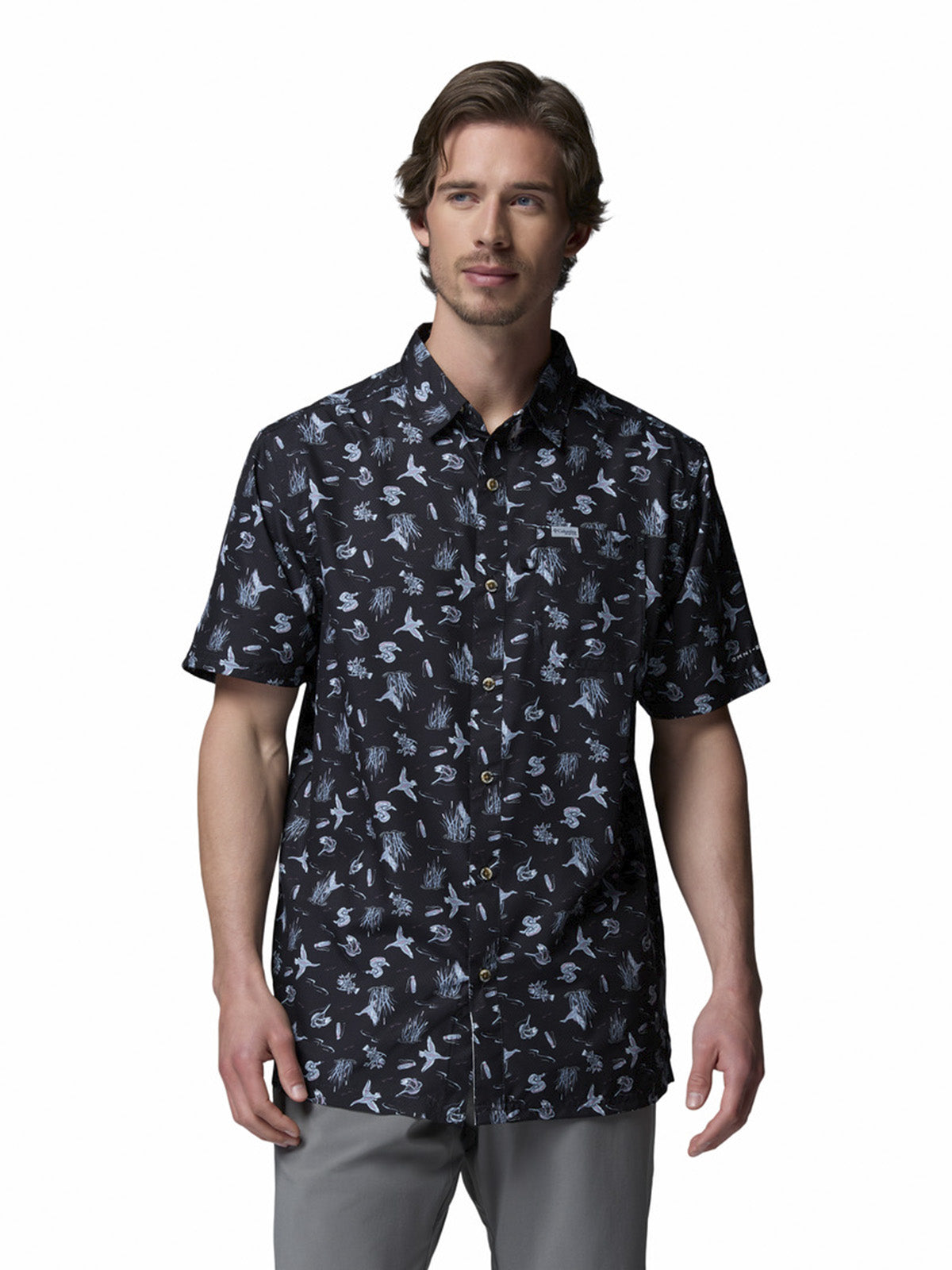 Camisa Manga Corta Hombre Super Slack Tide Cam Negro Columbia