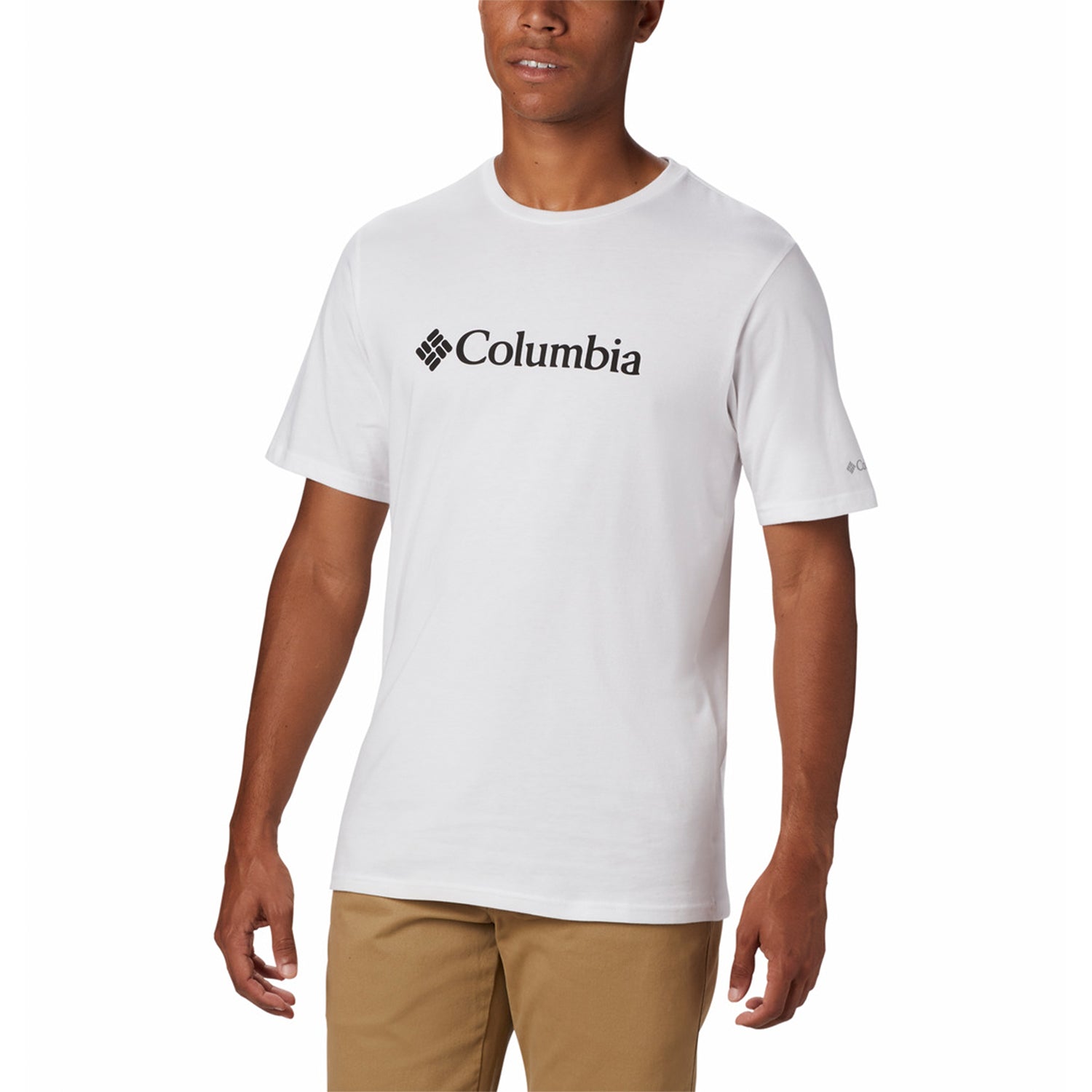 Polera Manga Corta Hombre Basic Logo Blanco Columbia
