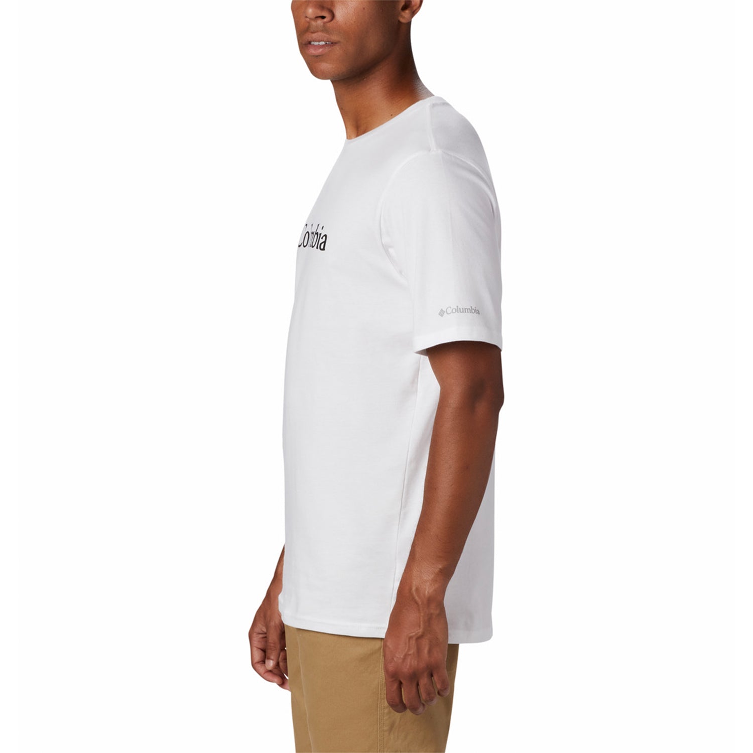 Polera Manga Corta Hombre Basic Logo Blanco Columbia