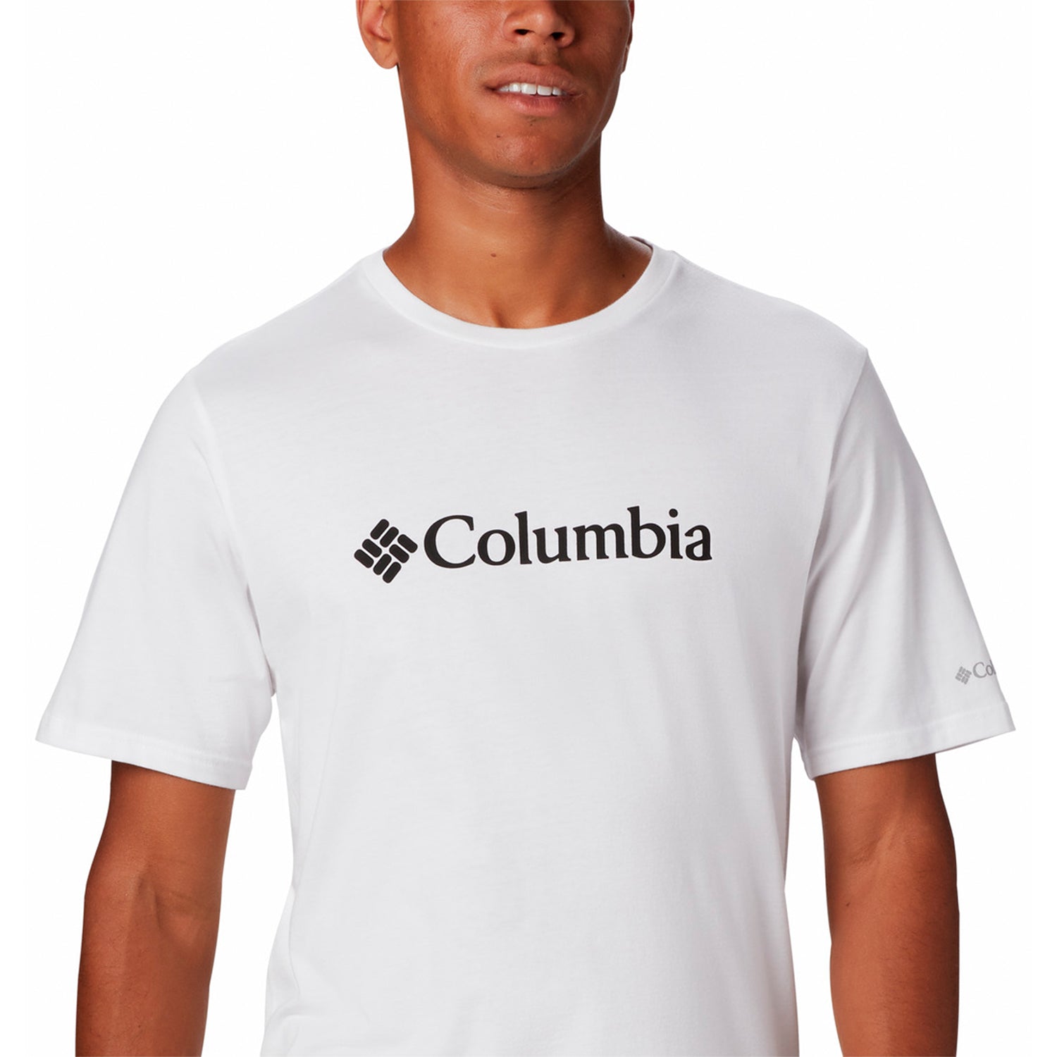 Polera Manga Corta Hombre Basic Logo Blanco Columbia