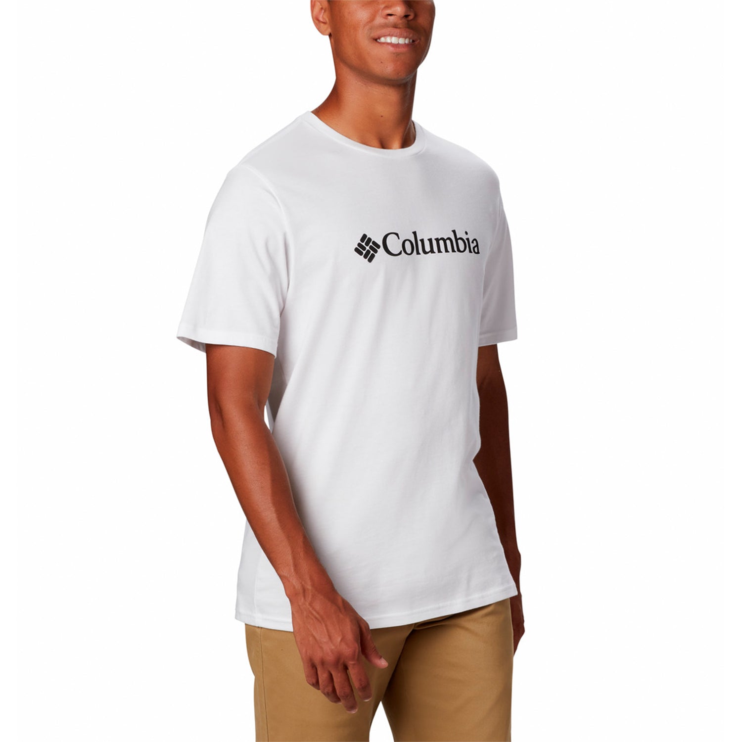 Polera Manga Corta Hombre Basic Logo Blanco Columbia