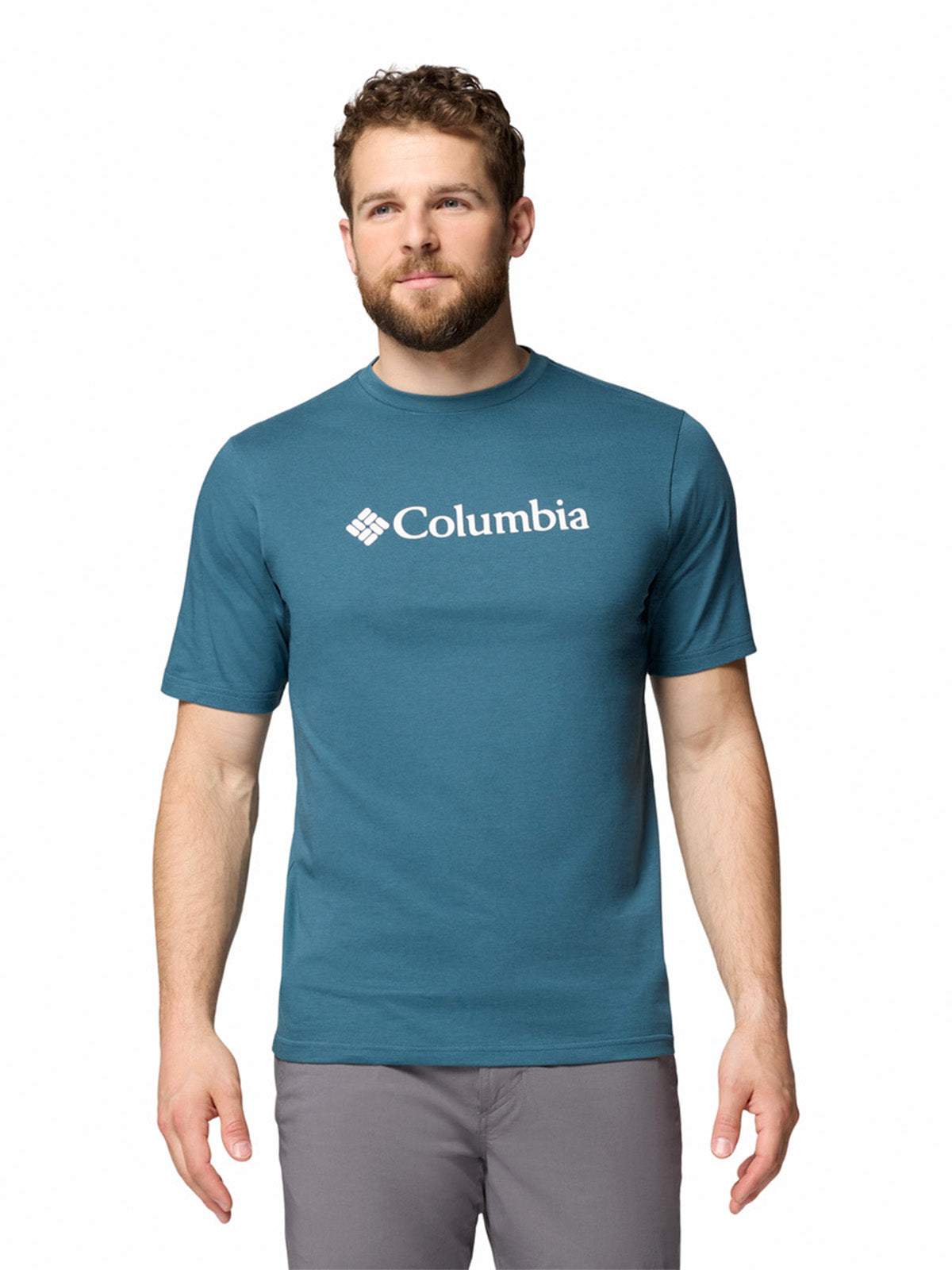 Polera Manga Corta Hombre Csc Basic Logo Azul Columbia