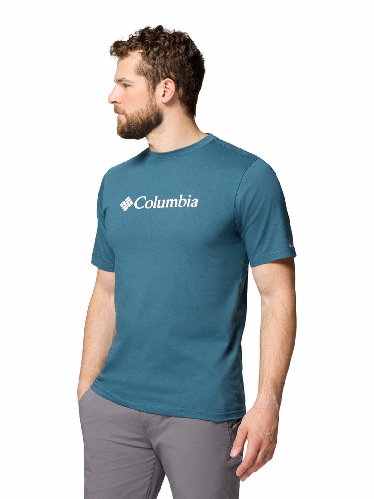 Polera Manga Corta Hombre Csc Basic Logo Azul Columbia