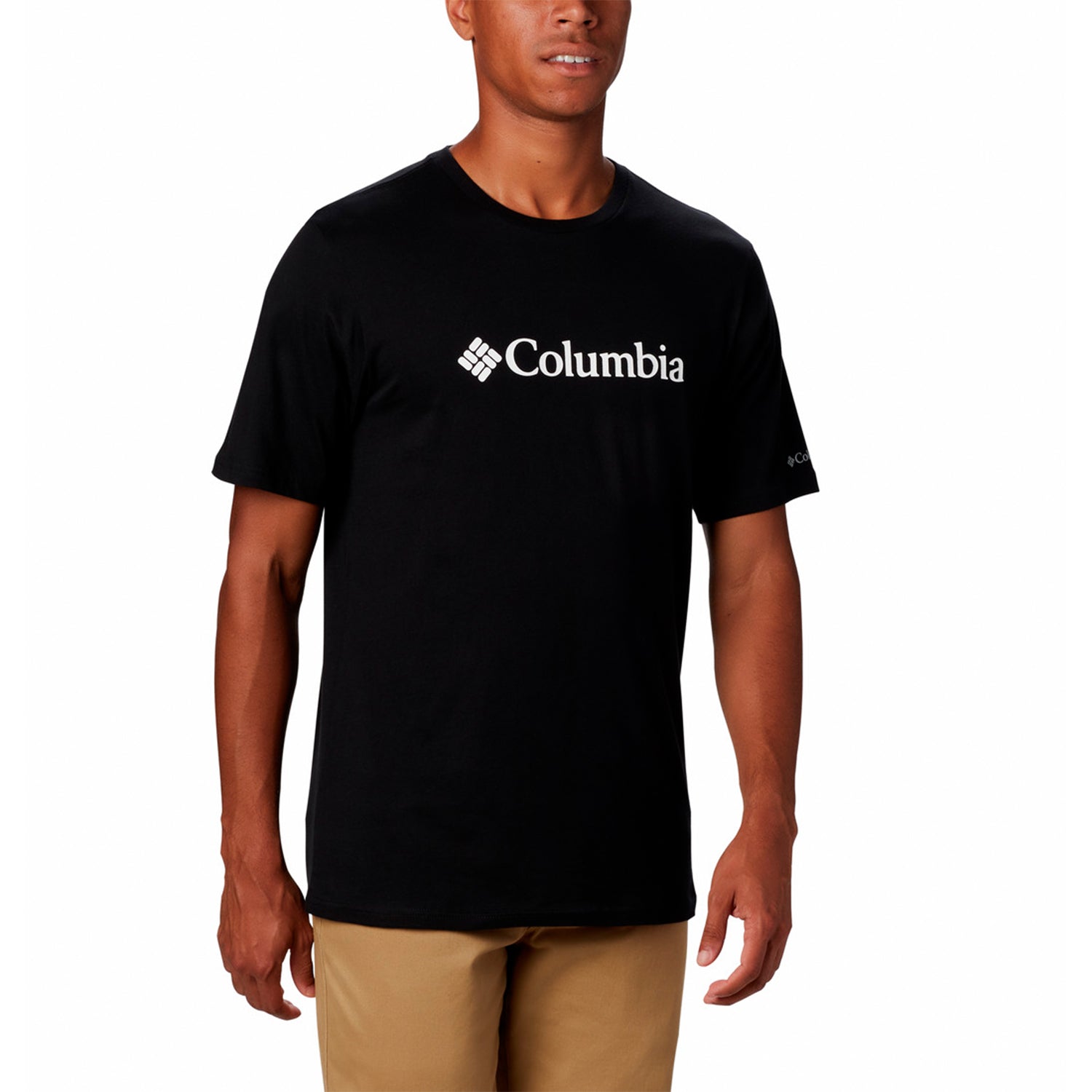 Polera Manga Corta Hombre Basic Logo Negro Columbia