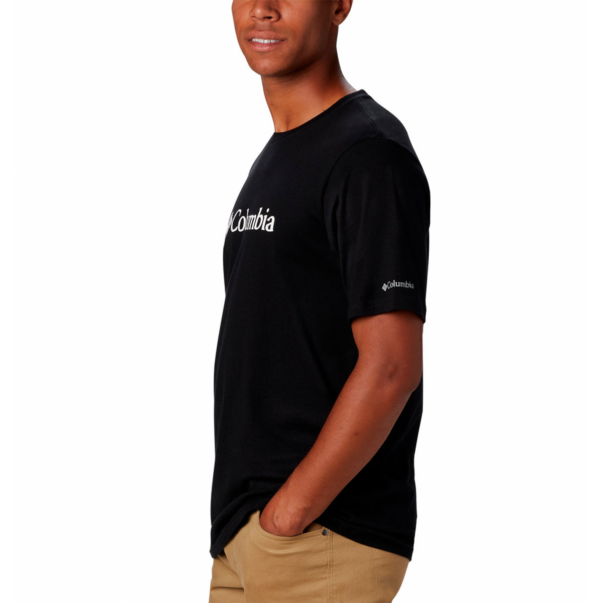 Polera Manga Corta Hombre Basic Logo Negro Columbia