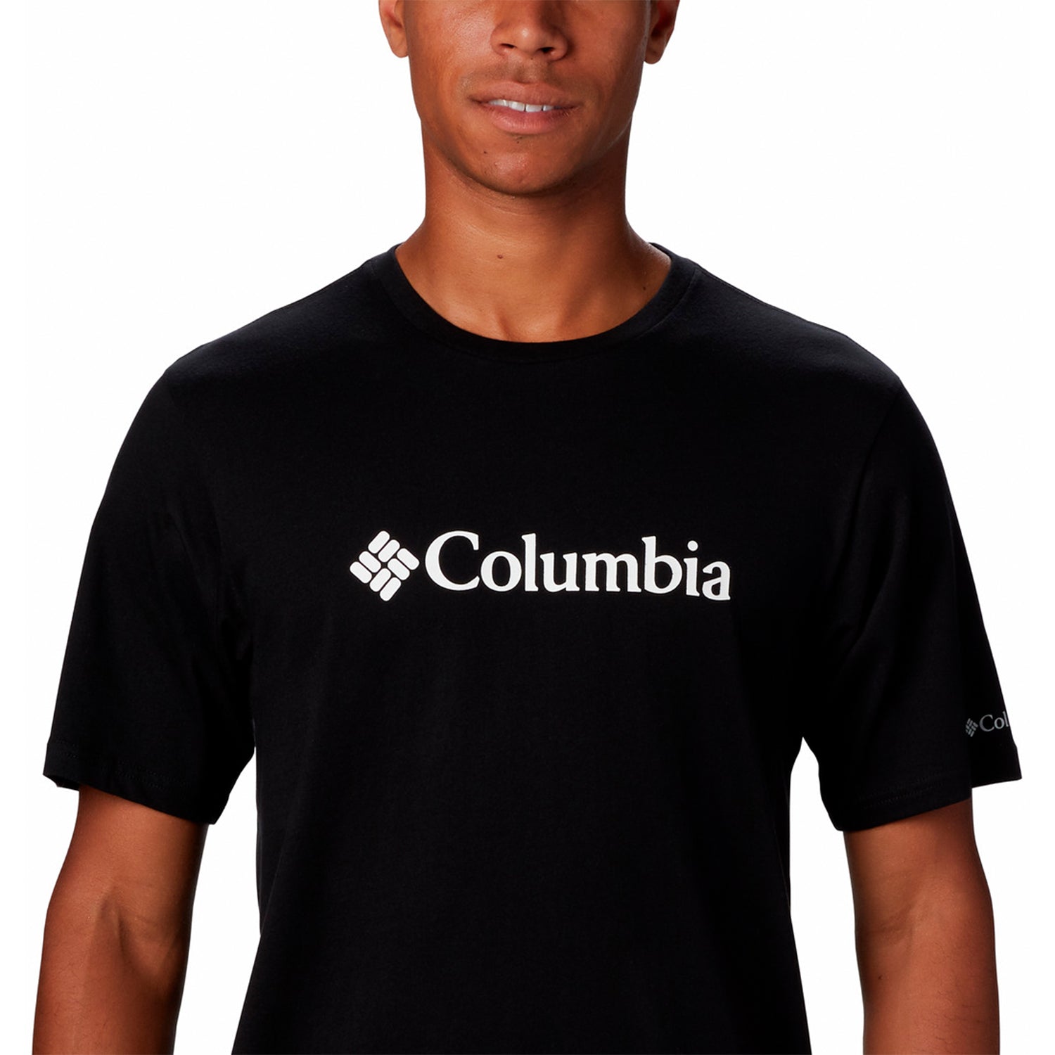 Polera Manga Corta Hombre Basic Logo Negro Columbia