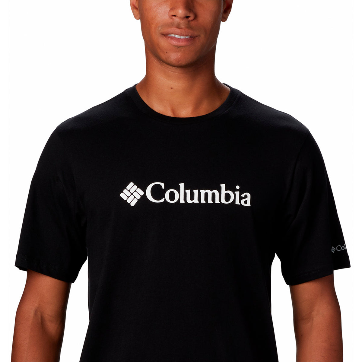 Polera Manga Corta Hombre Basic Logo Negro Columbia