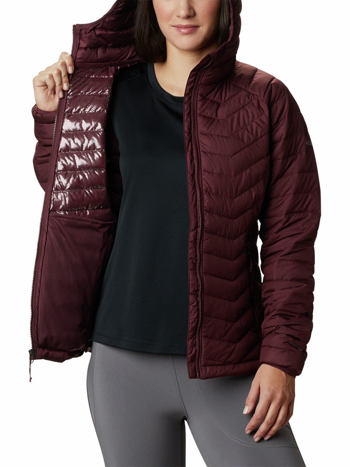 Parka Mujer Powder Lite Rojo Malbec Uso Diario Columbia