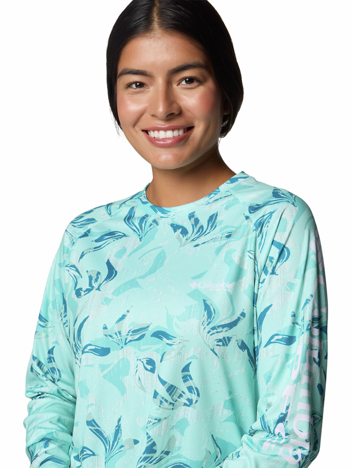 Polera Manga Larga Mujer Super Tidal Verde Columbia