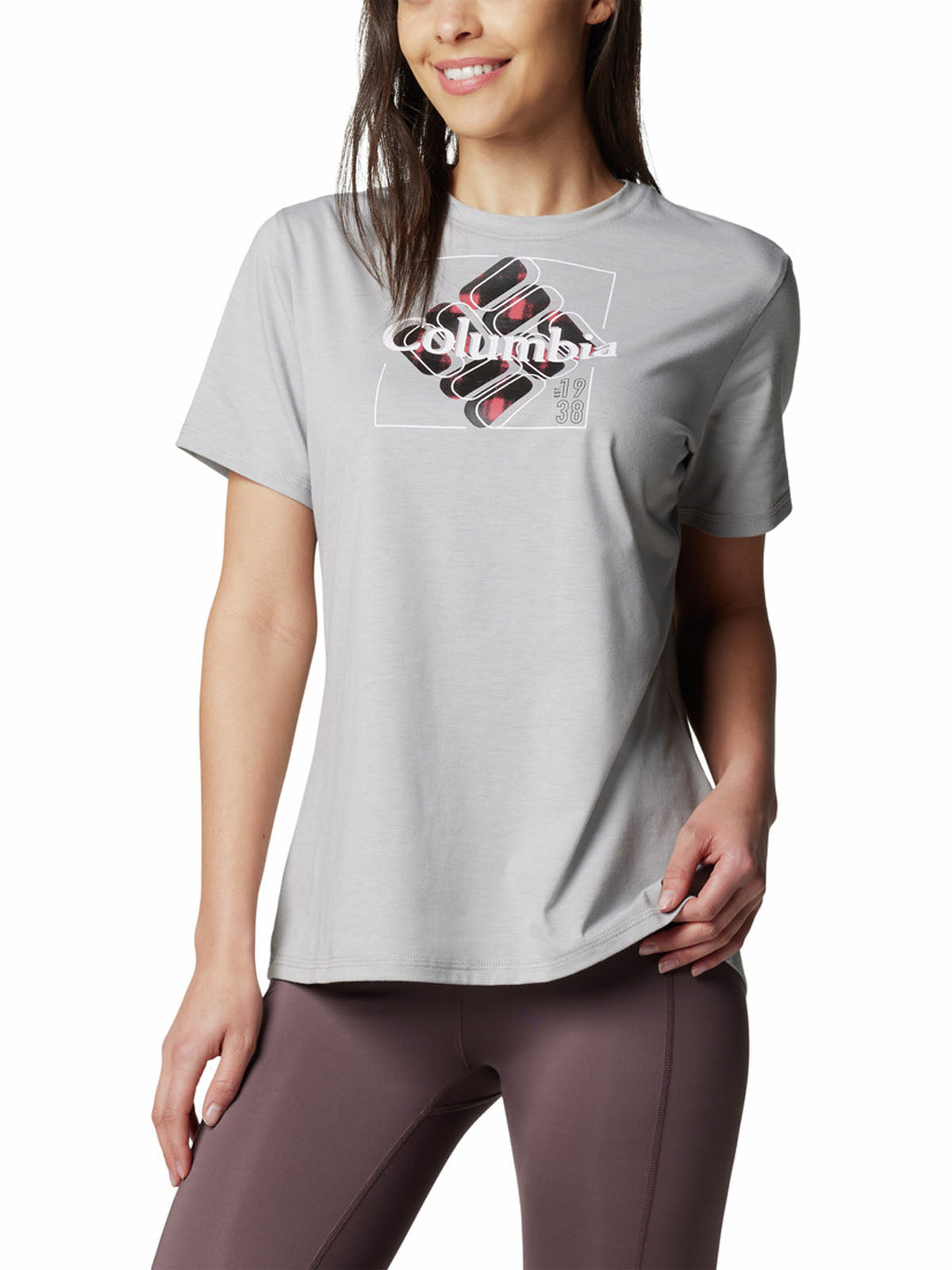 Polera Manga Corta Mujer Sun Trek Graphic Gris Columbia