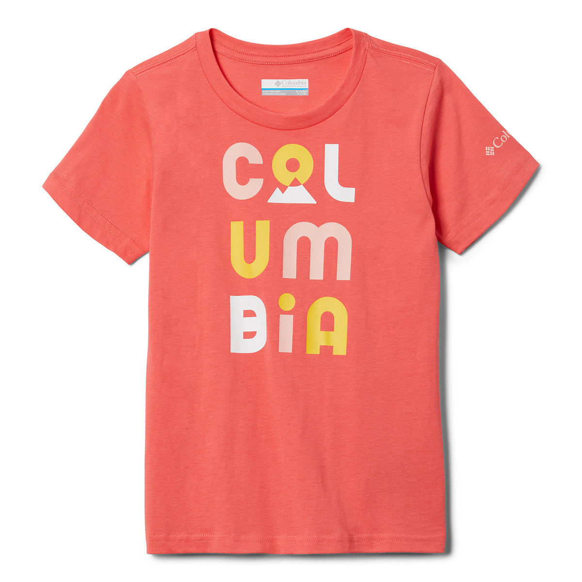 Polera Manga Corta Niña Beie Butte Grap Rosado Columbia