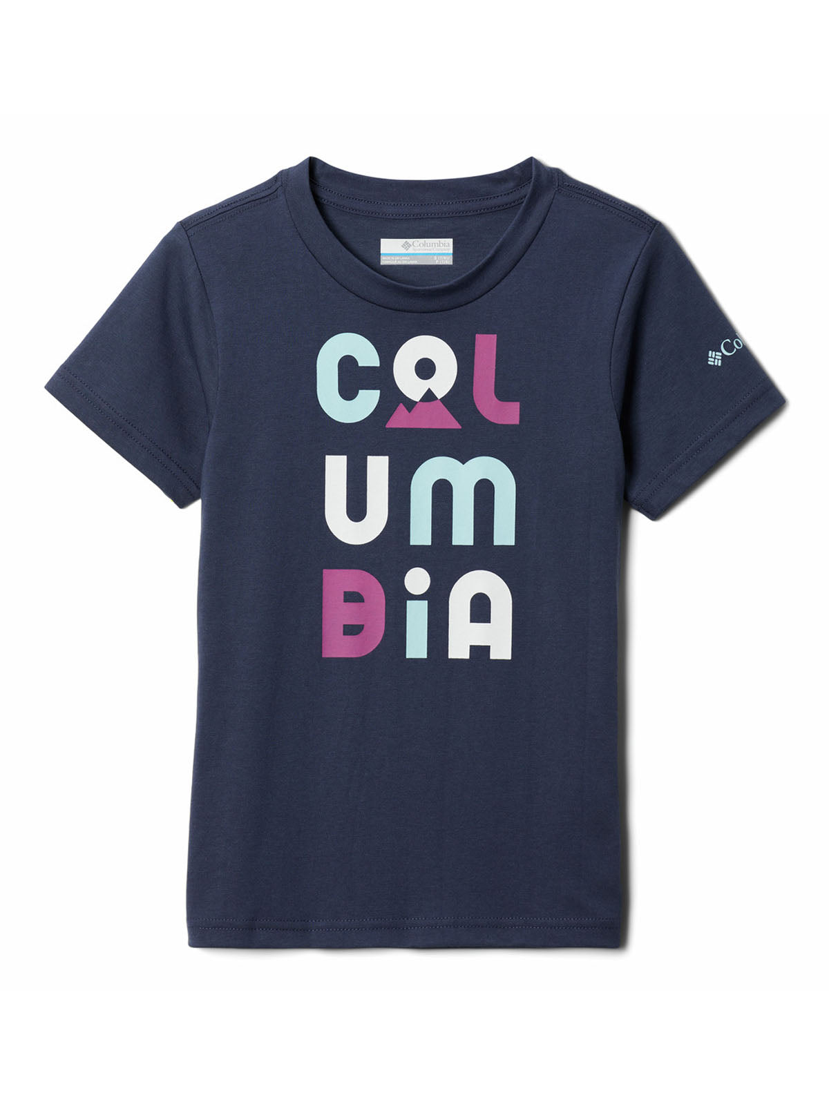 Polera Manga Corta Niña Beie Butte Grap Azul Columbia