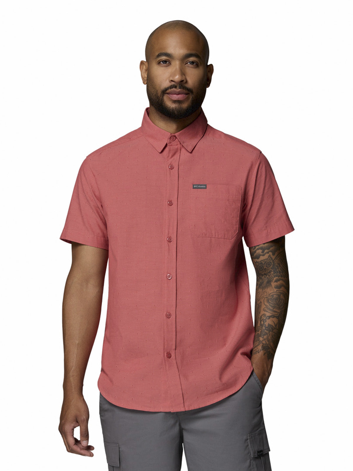 Camisa Manga Corta Hombre Rapid Rivers Novelty Rojo Columbia