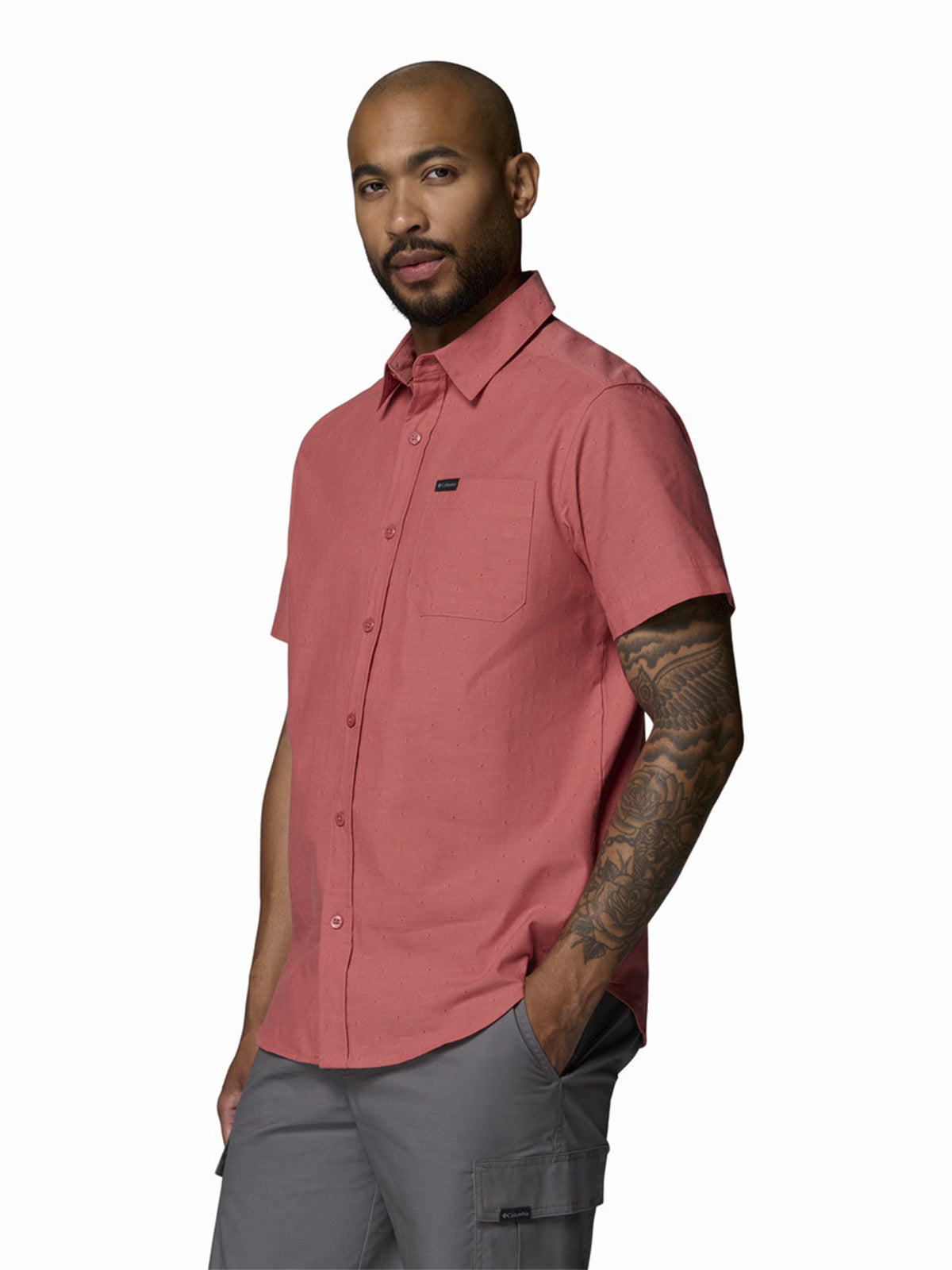 Camisa Manga Corta Hombre Rapid Rivers Novelty Rojo Columbia