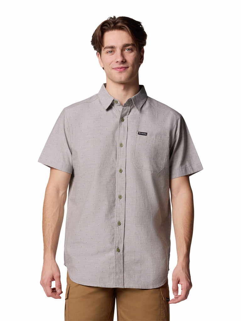 Camisa Manga Corta Hombre Rapid Rivers Novelty Verde Stone Green Uso Diario Columbia