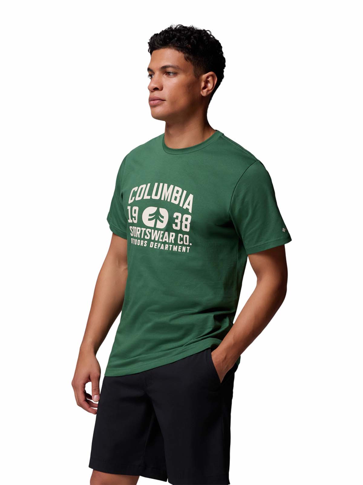 Polera Manga Corta Hombre CSC Seasonal Logo Verde Columbia