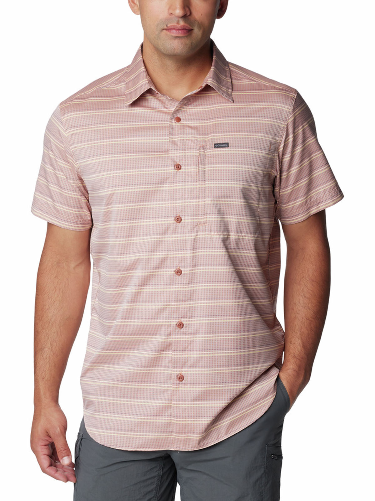 Camisa Manga Corta Hombre Silver Ridge Utility Lite Novelty Rosado Columbia