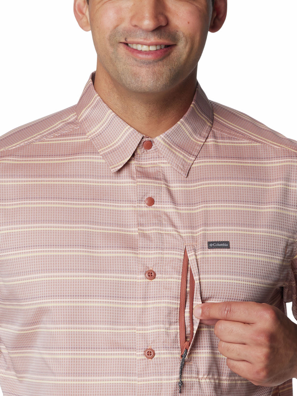 Camisa Manga Corta Hombre Silver Ridge Utility Lite Novelty Rosado Columbia