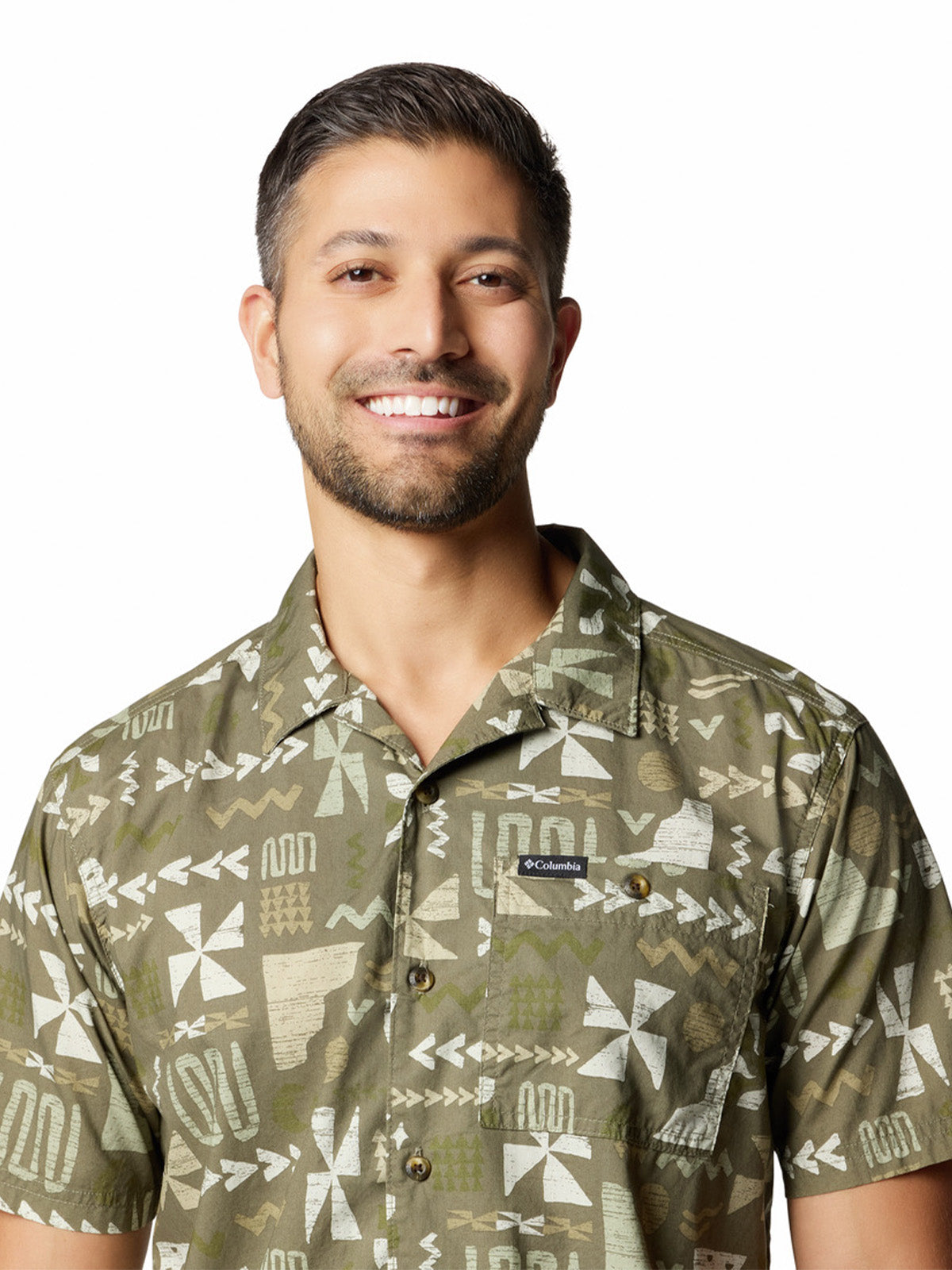 Camisa Manga Corta Hombre Pine Canyon Verde Columbia