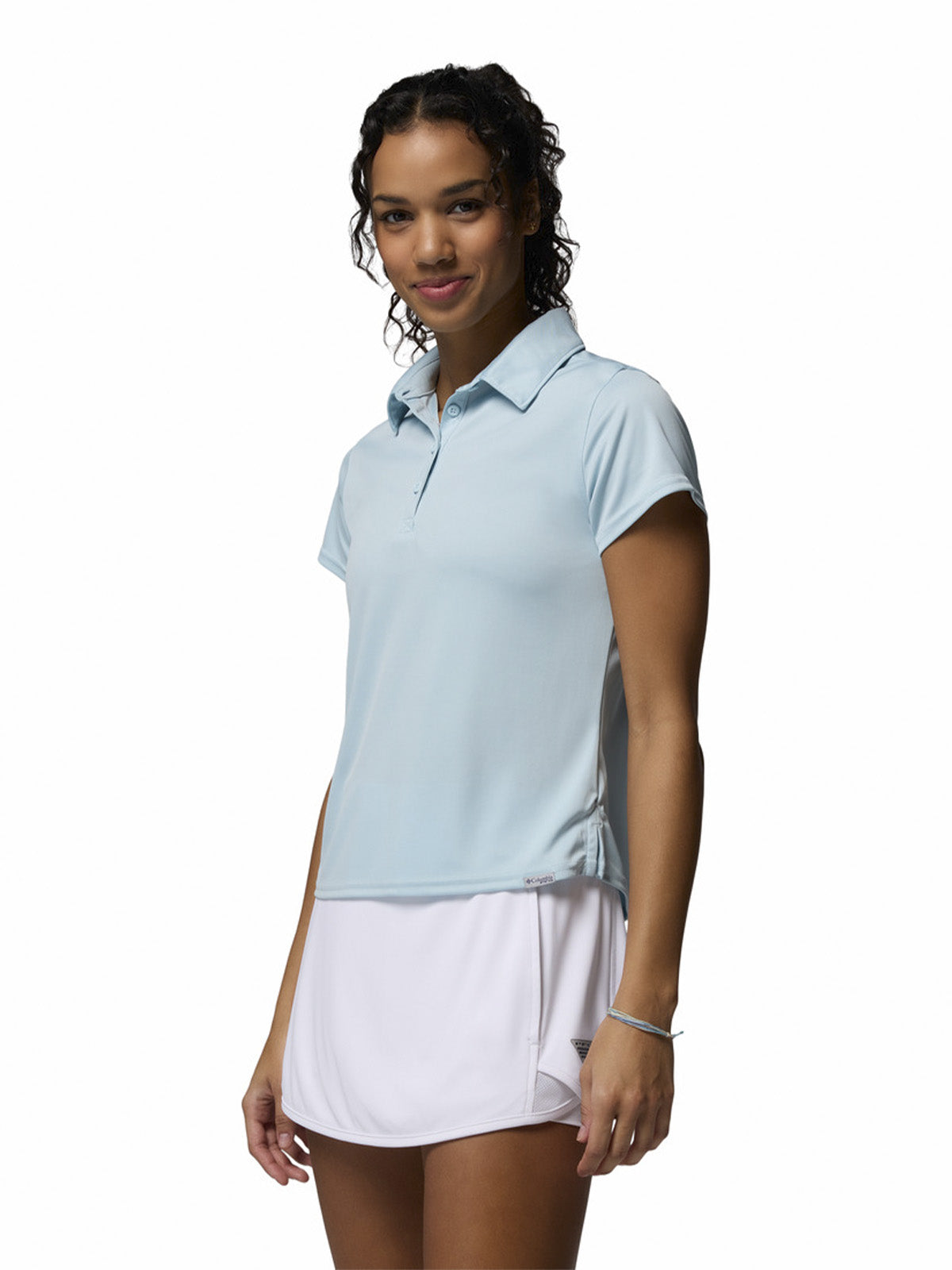 Polera Manga Corta Mujer Tidal Tee Polo Celeste Columbia