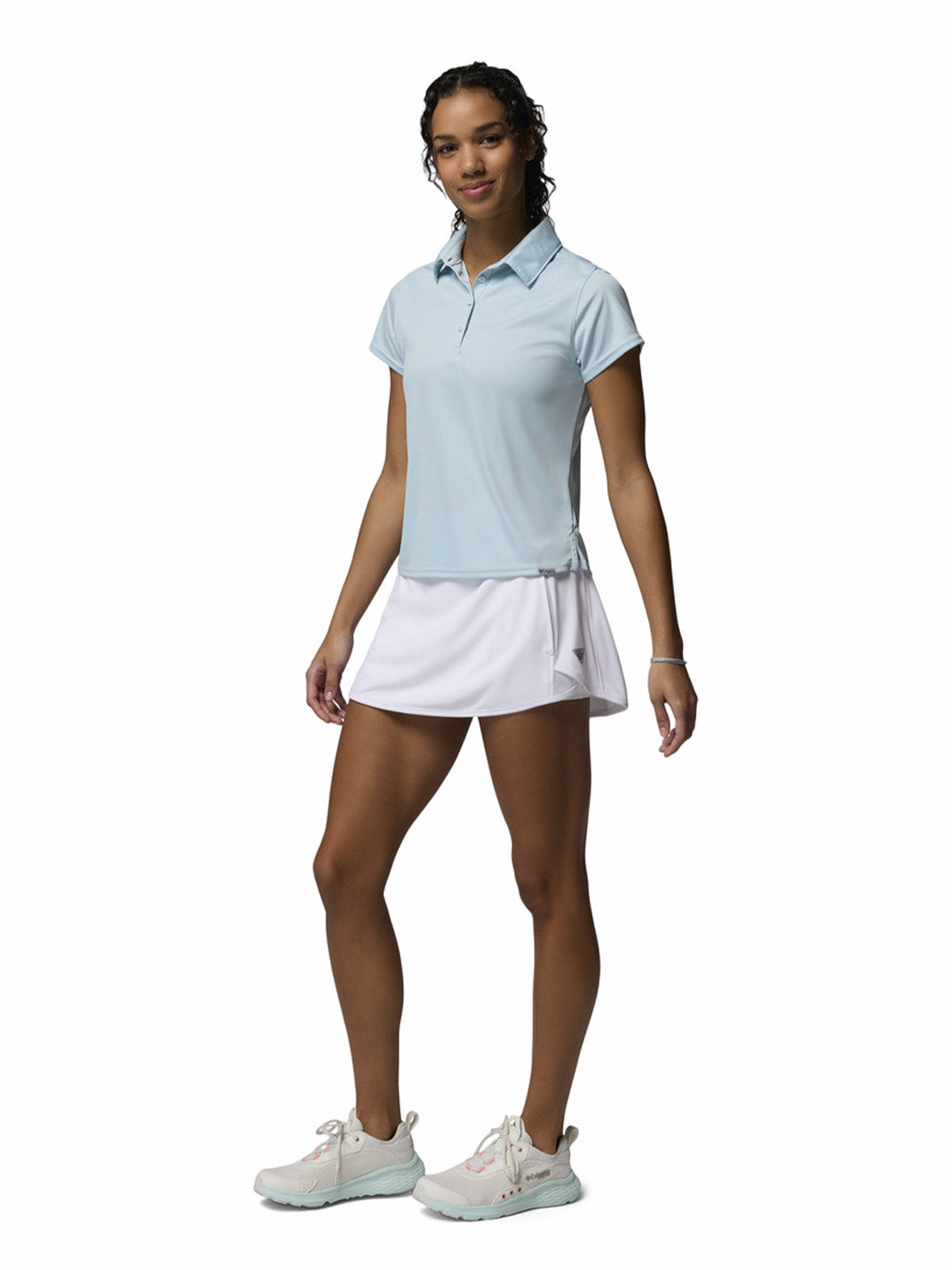 Polera Manga Corta Mujer Tidal Tee Polo Celeste Columbia