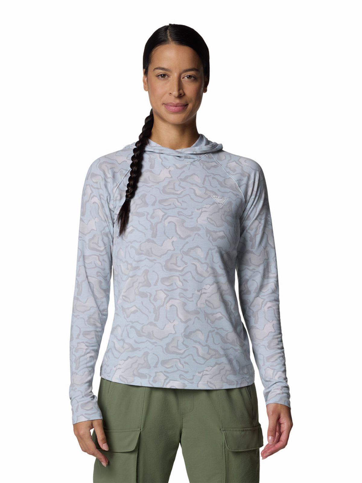 Polera Manga Larga Mujer Pfg Uncharted Hoodie Gris Columbia