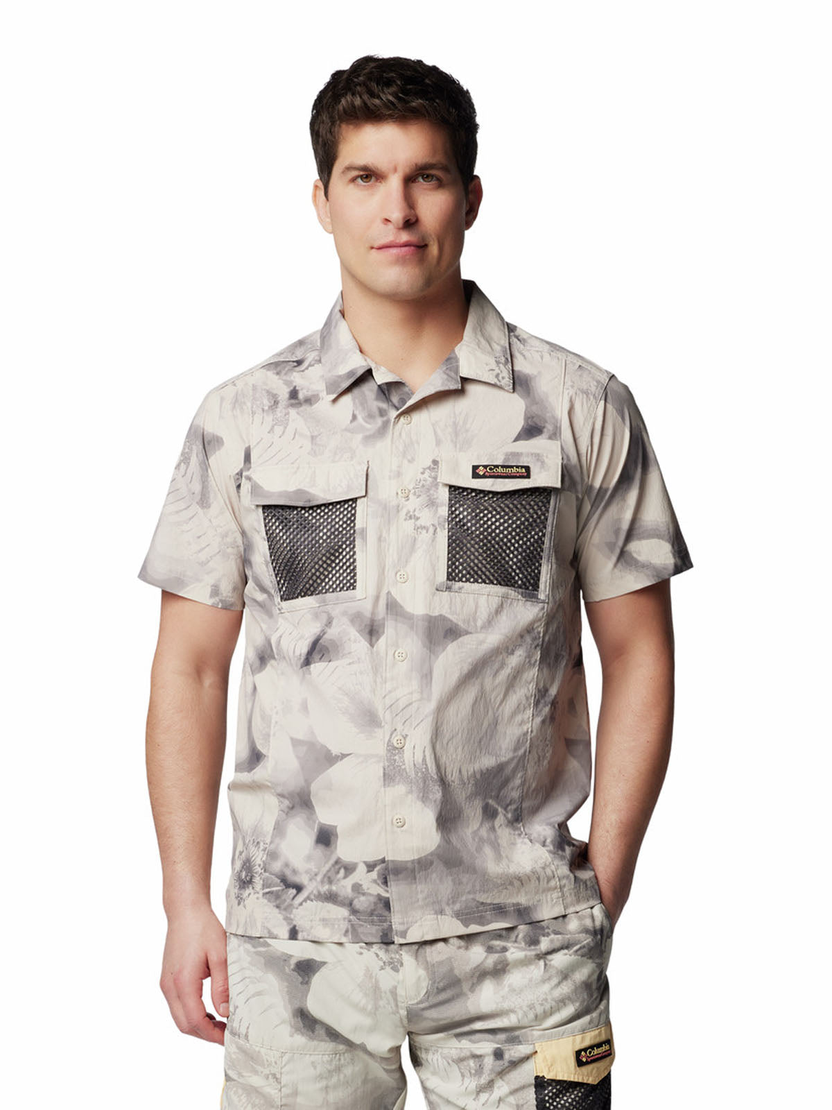 Camisa Manga Corta Hombre Painted Peak Woven S Gris Columbia