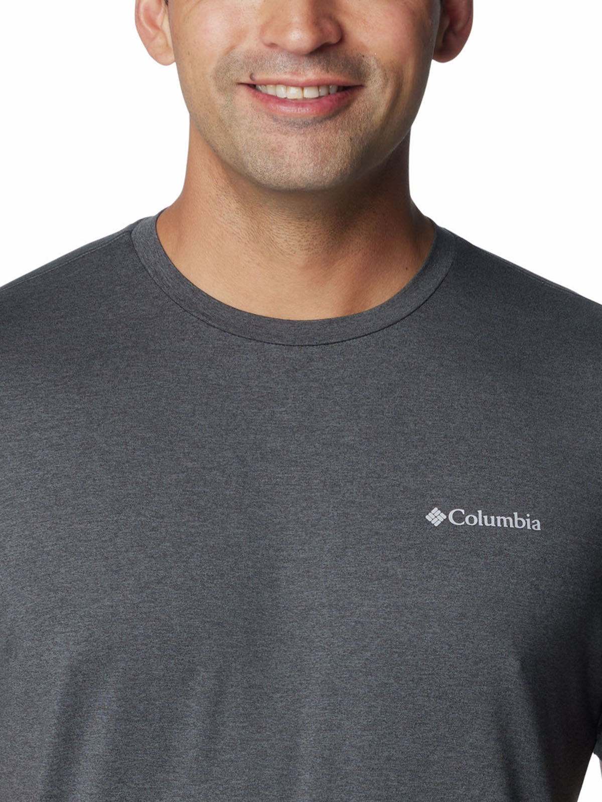 Polera Manga Corta Hombre Tech Trail Crew Neck Gris Columbia