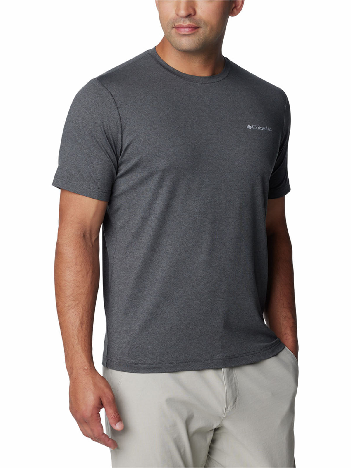 Polera Manga Corta Hombre Tech Trail Crew Neck Gris Columbia