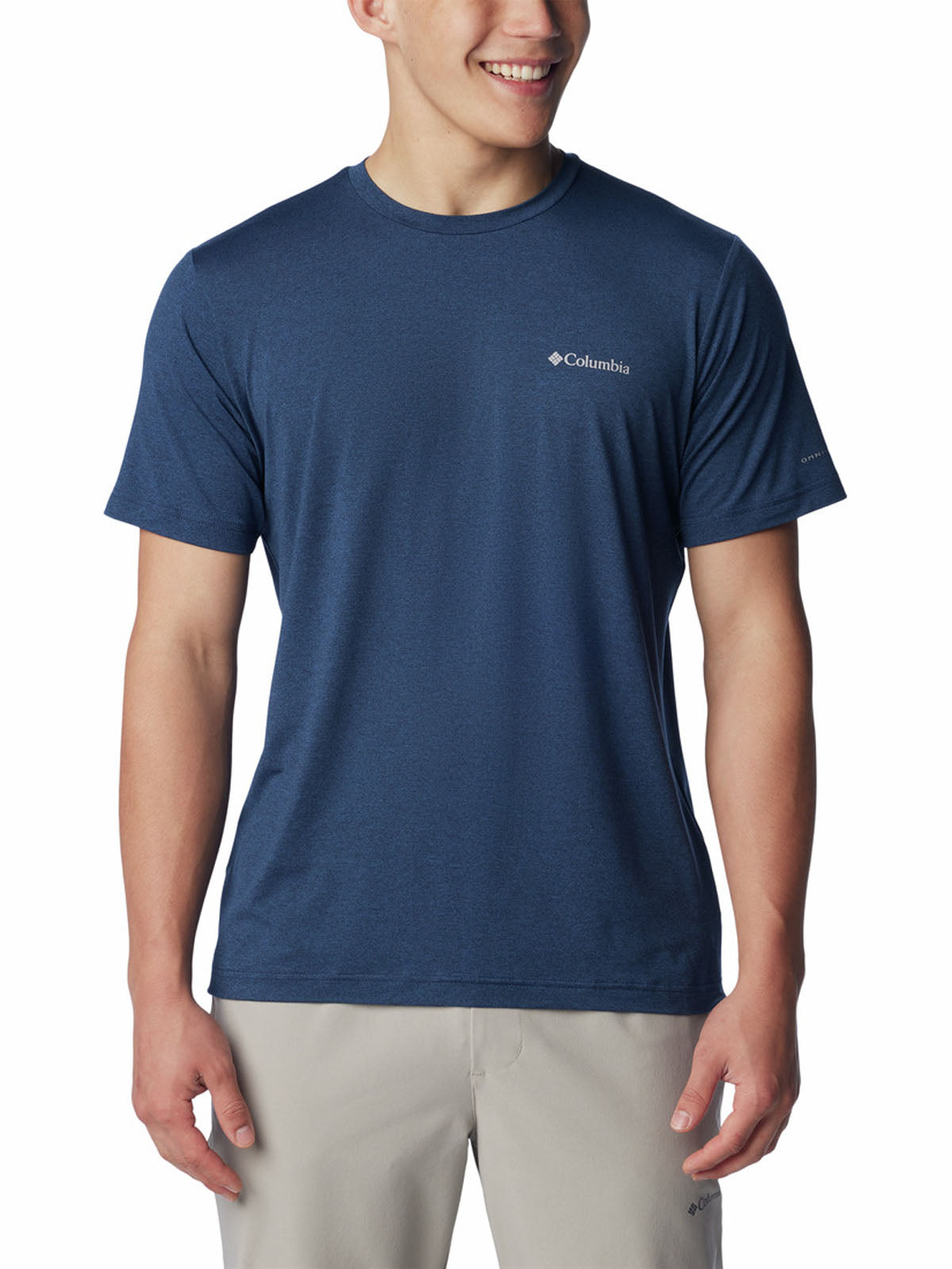 Polera Manga Corta Hombre Tech Trail Crew Neck Azul Columbia