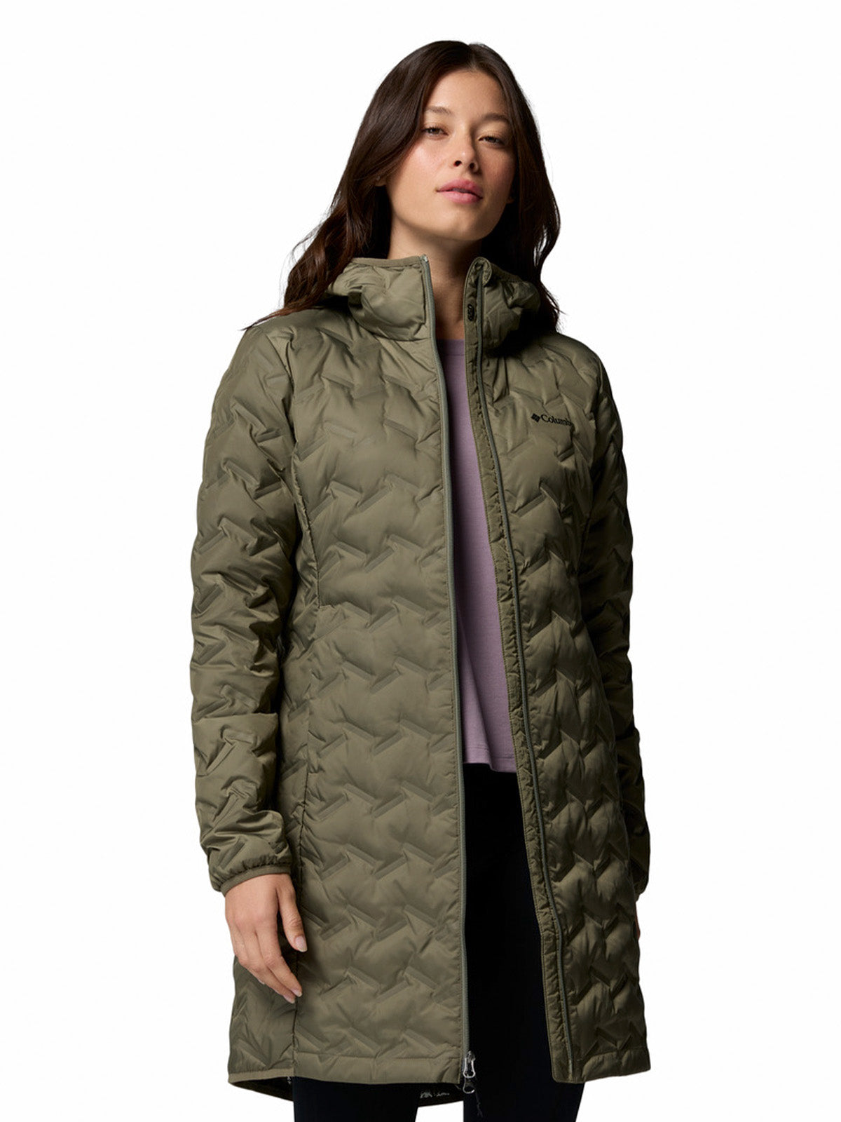 Parka Mujer Delta Ridge II Long Hooded Down Gris Columbia