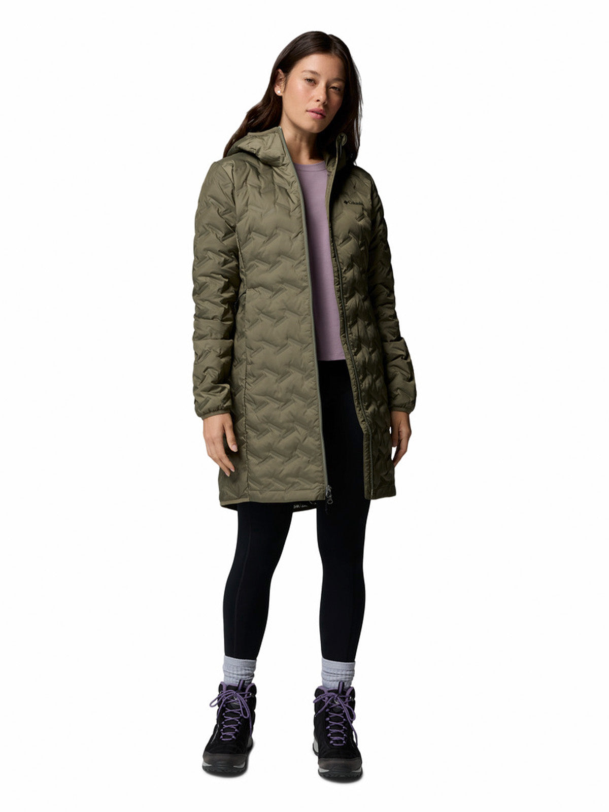 Parka Mujer Delta Ridge II Long Hooded Down Gris Columbia