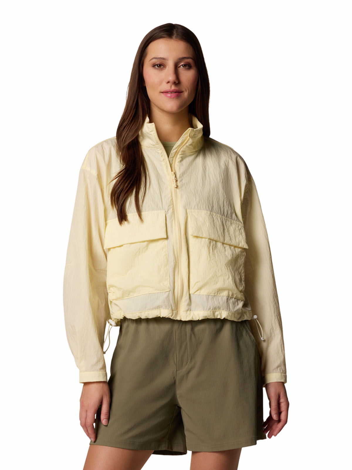 Cortaviento Mujer Paracutie Cropped Beige Columbia