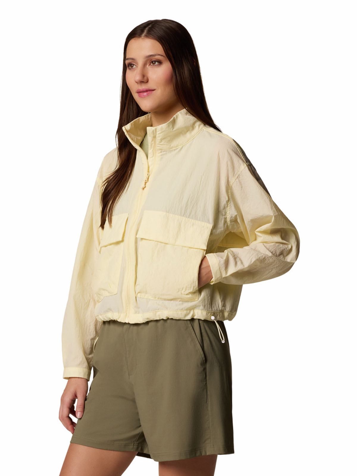 Cortaviento Mujer Paracutie Cropped Beige Columbia