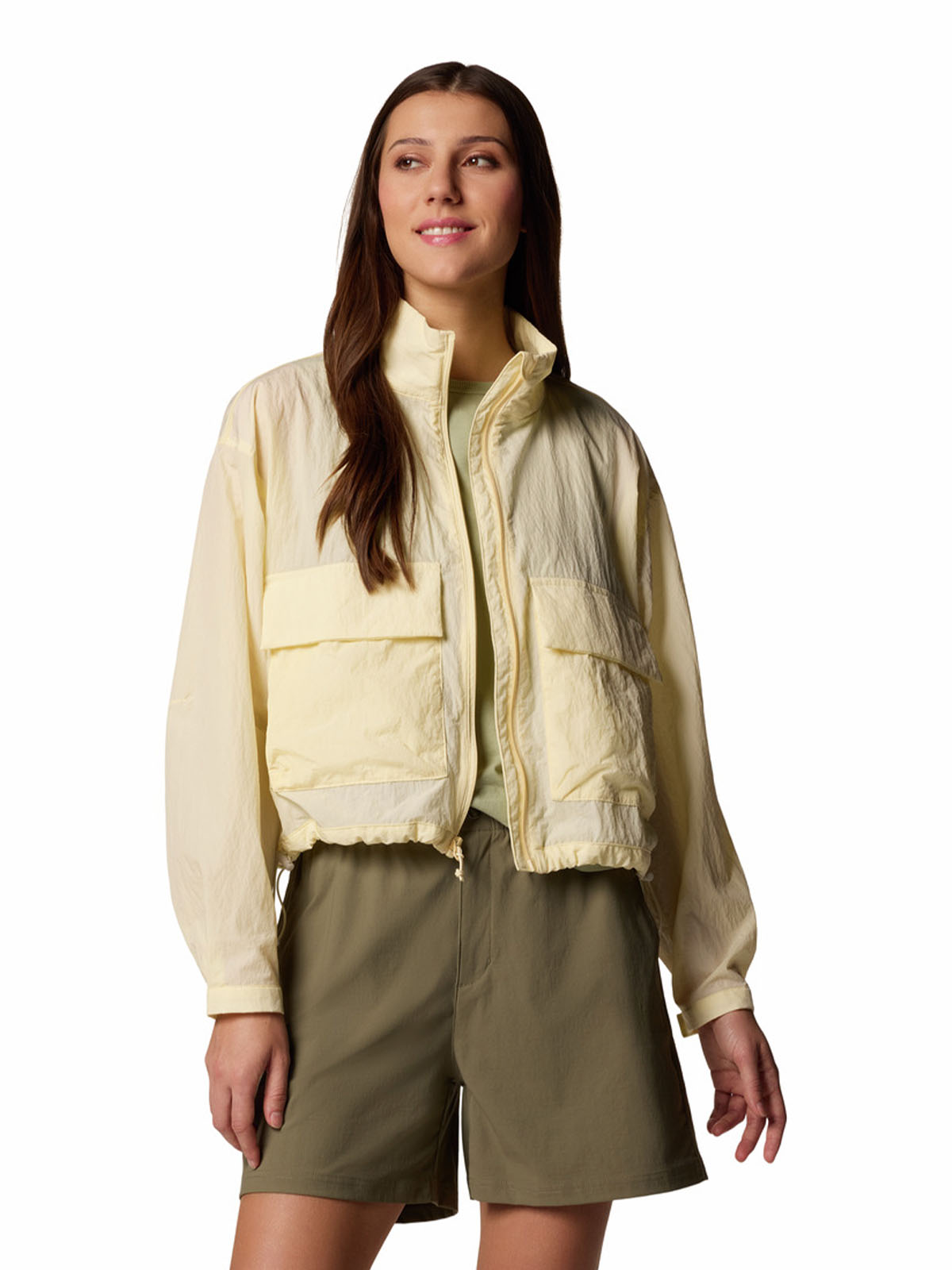 Cortaviento Mujer Paracutie Cropped Beige Columbia