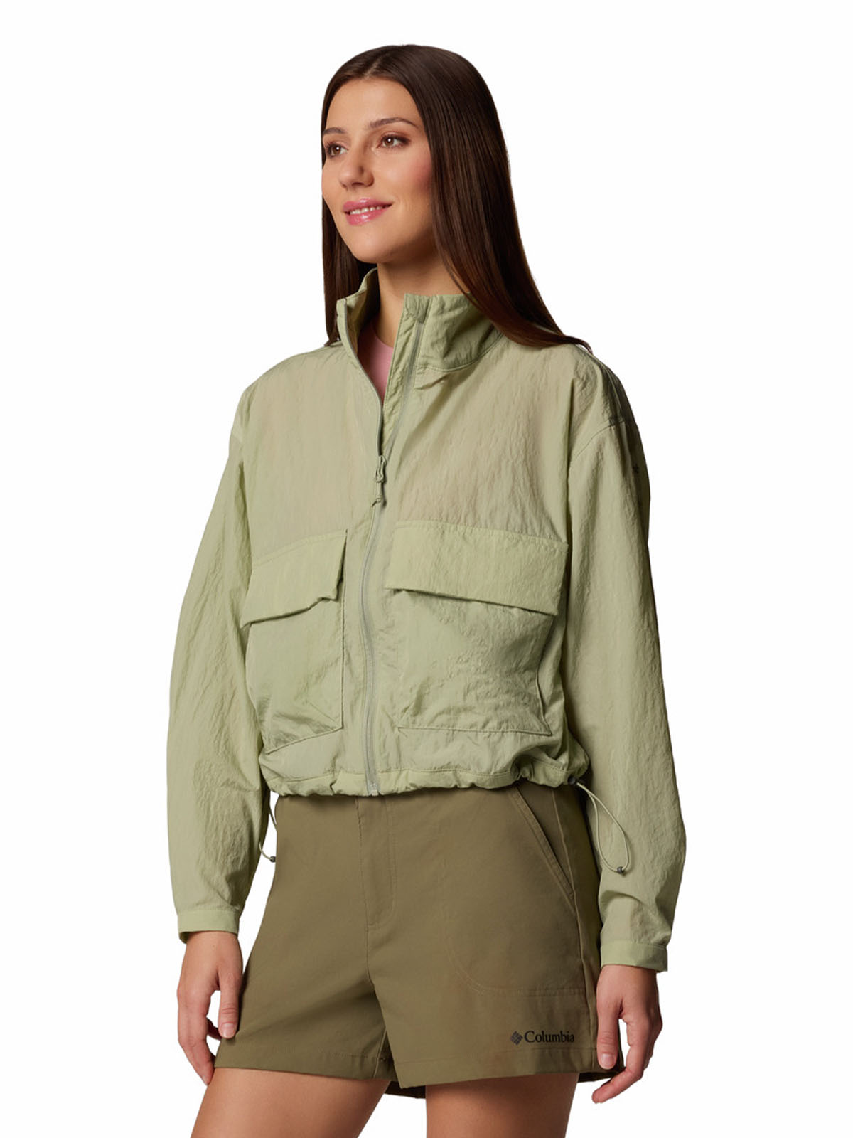 Cortaviento Mujer Paracutie Cropped Beige Columbia