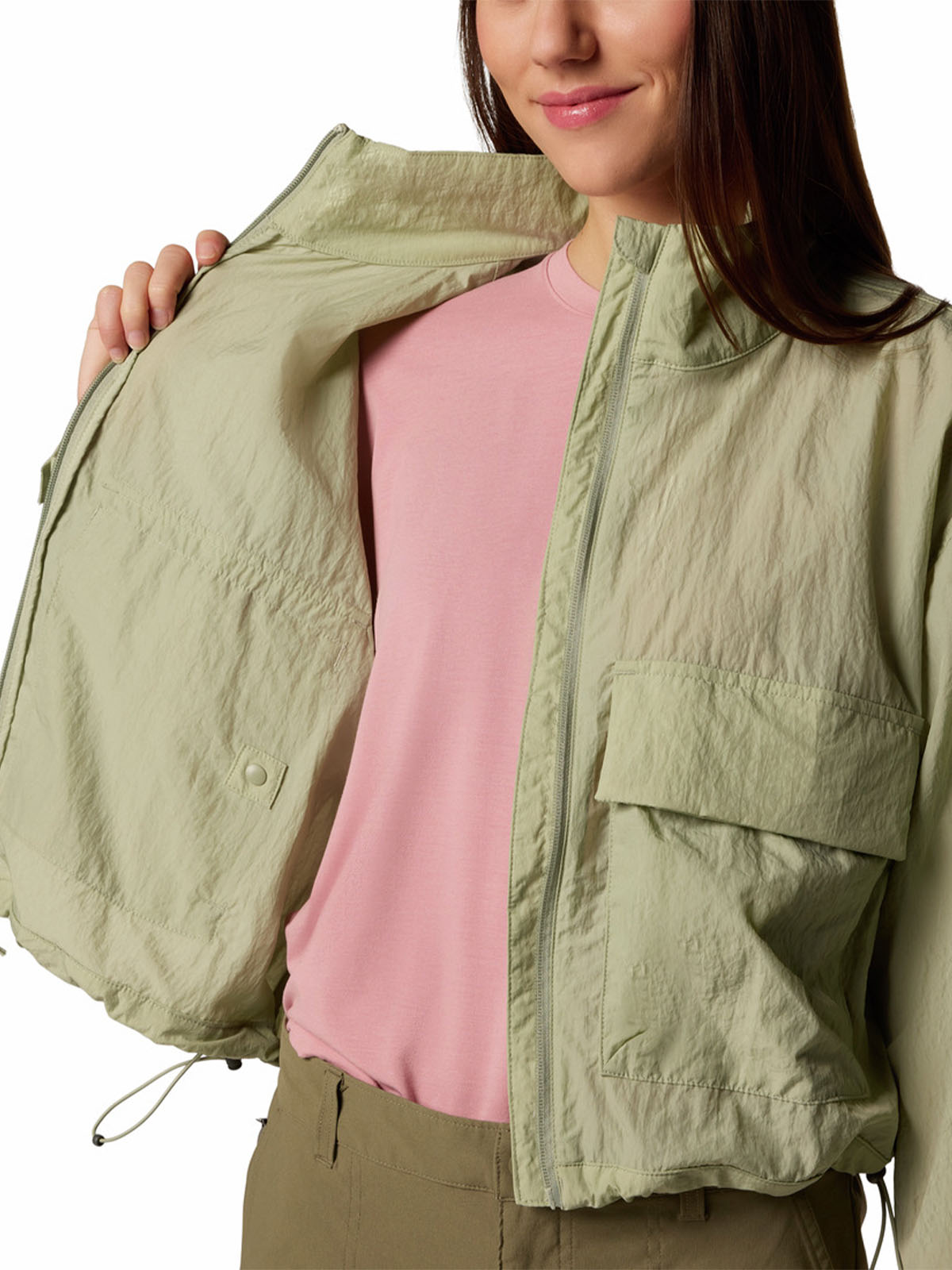 Cortaviento Mujer Paracutie Cropped Beige Columbia