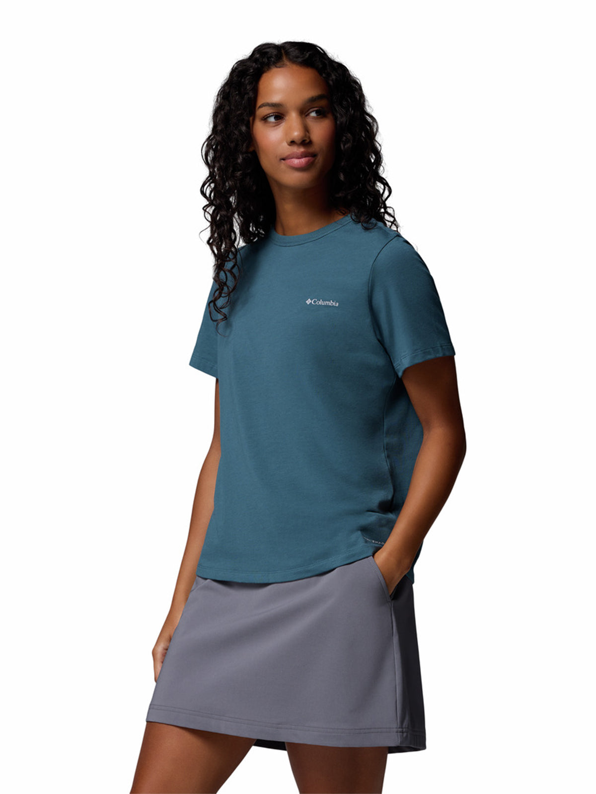 Polera Manga Corta Mujer Sun Trek II Azul Columbia