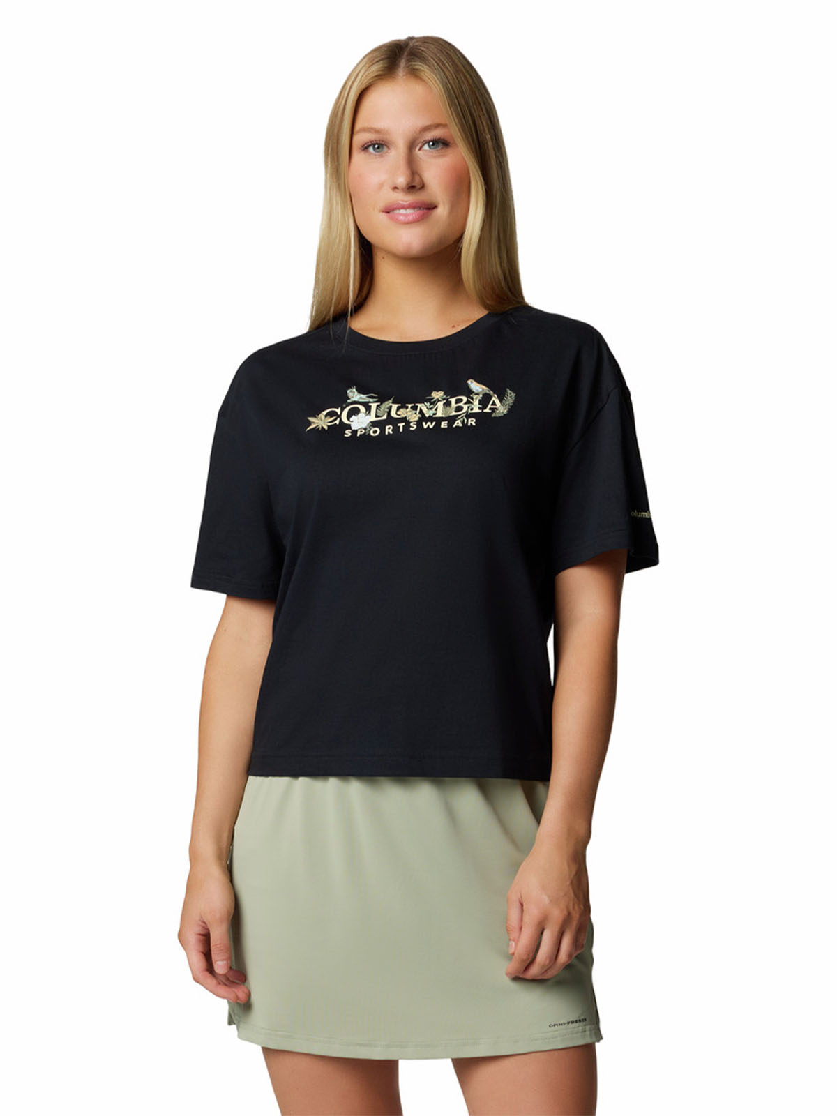 Polera Manga Corta Mujer Rolling Bend Graphic Negro Columbia