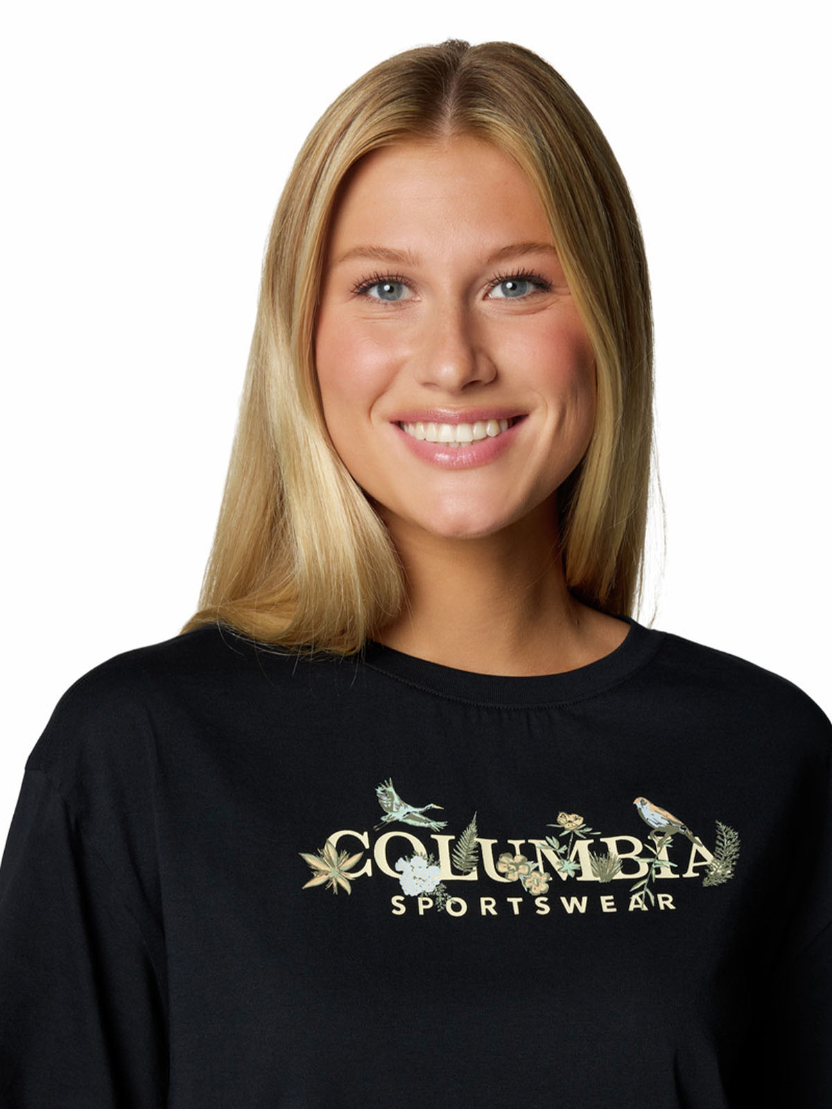 Polera Manga Corta Mujer Rolling Bend Graphic Negro Columbia