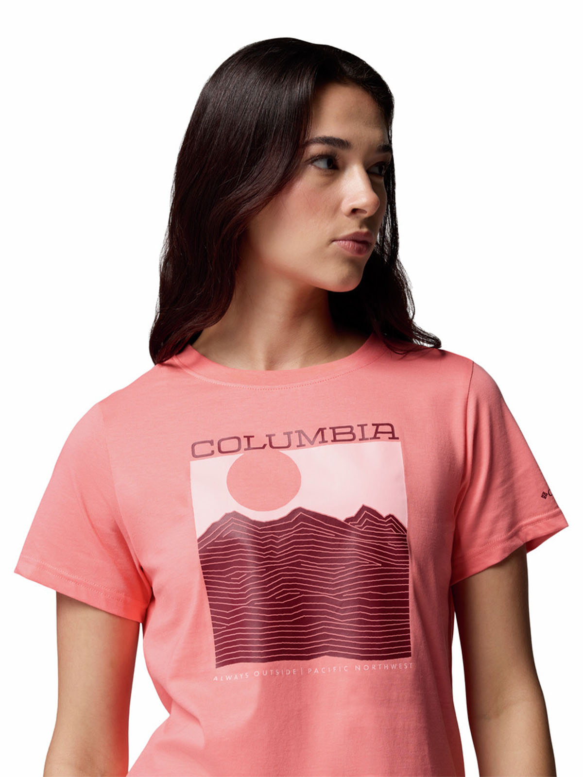 Polera Manga Larga Mujer Rolling Bend Graphic Rojo Columbia