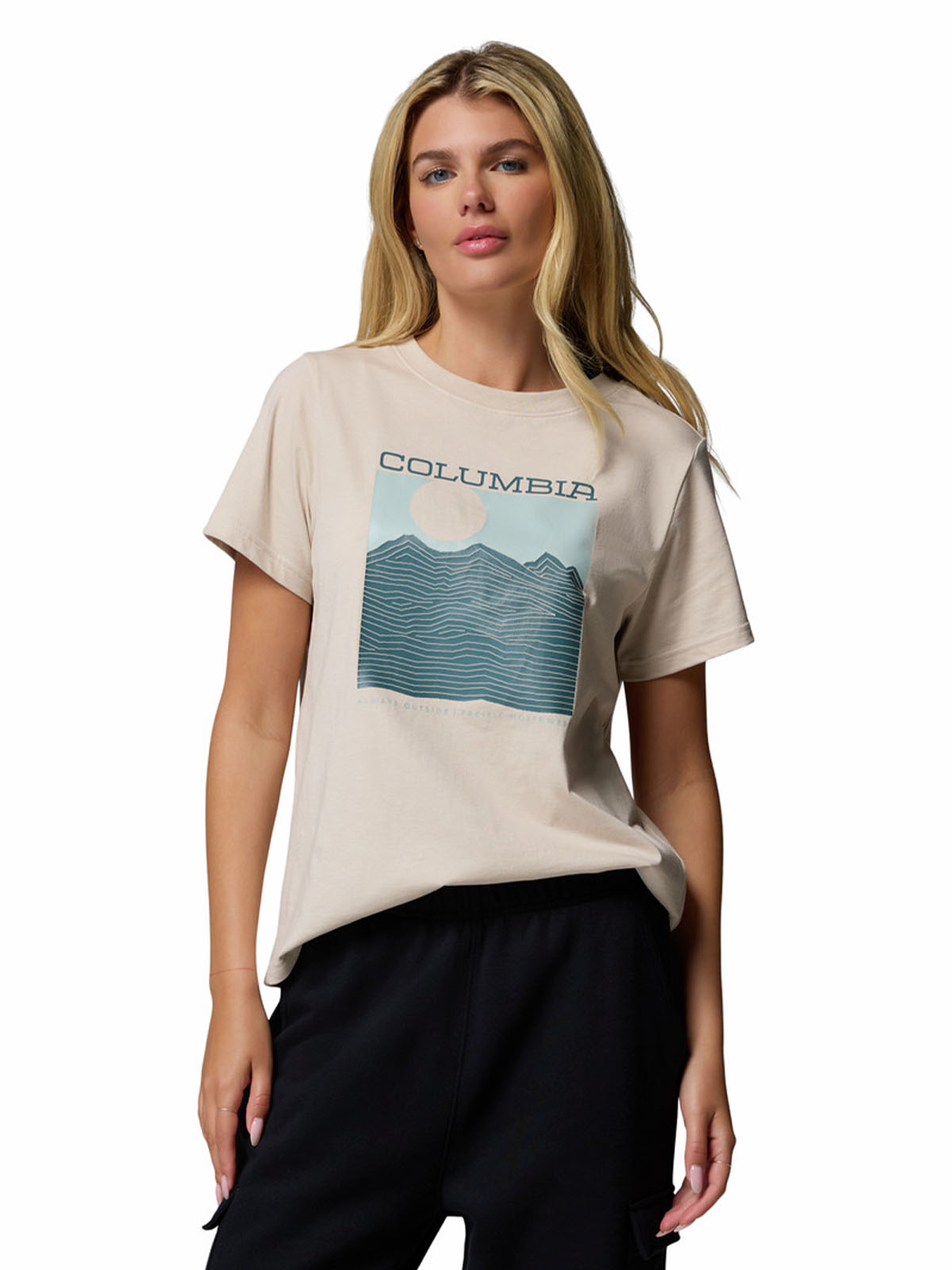 Polera Manga Larga Mujer Rolling Bend Graphic Gris Columbia