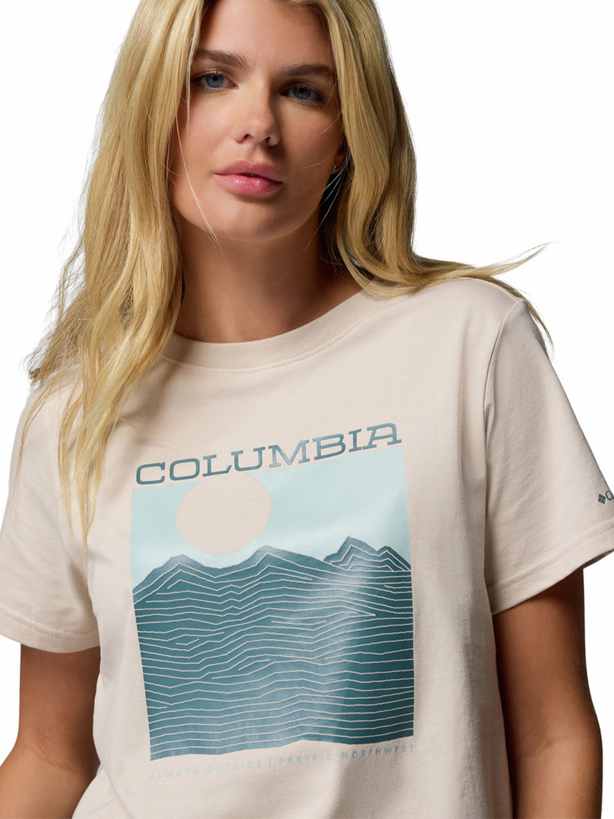 Polera Manga Larga Mujer Rolling Bend Graphic Gris Columbia